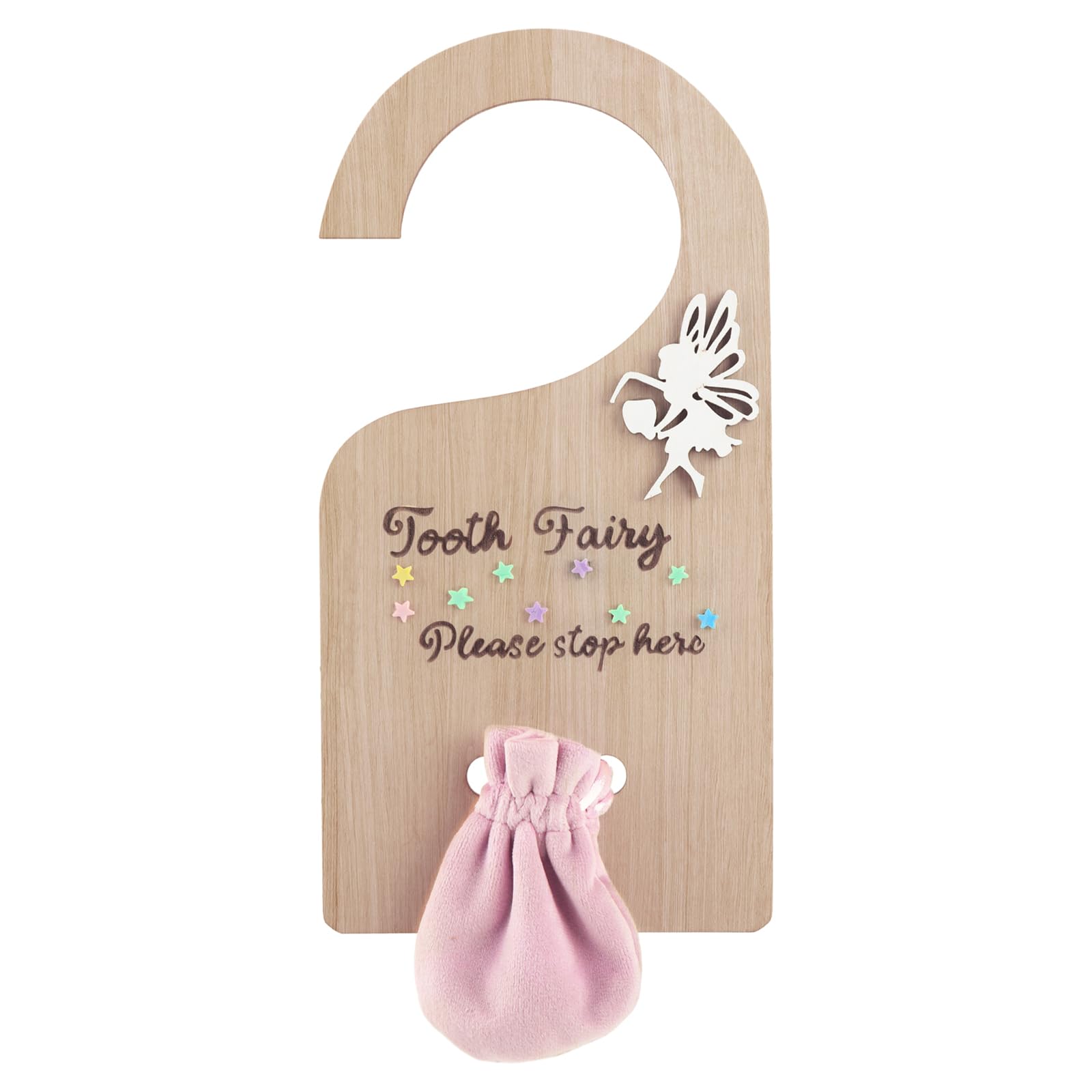 Qunclay Tooth Fairy Tooth Holder Door Hanger Bag Baby Teeth Keepsake Container for Lost Teeth Kids Boys Girl Milk Encourage Gift