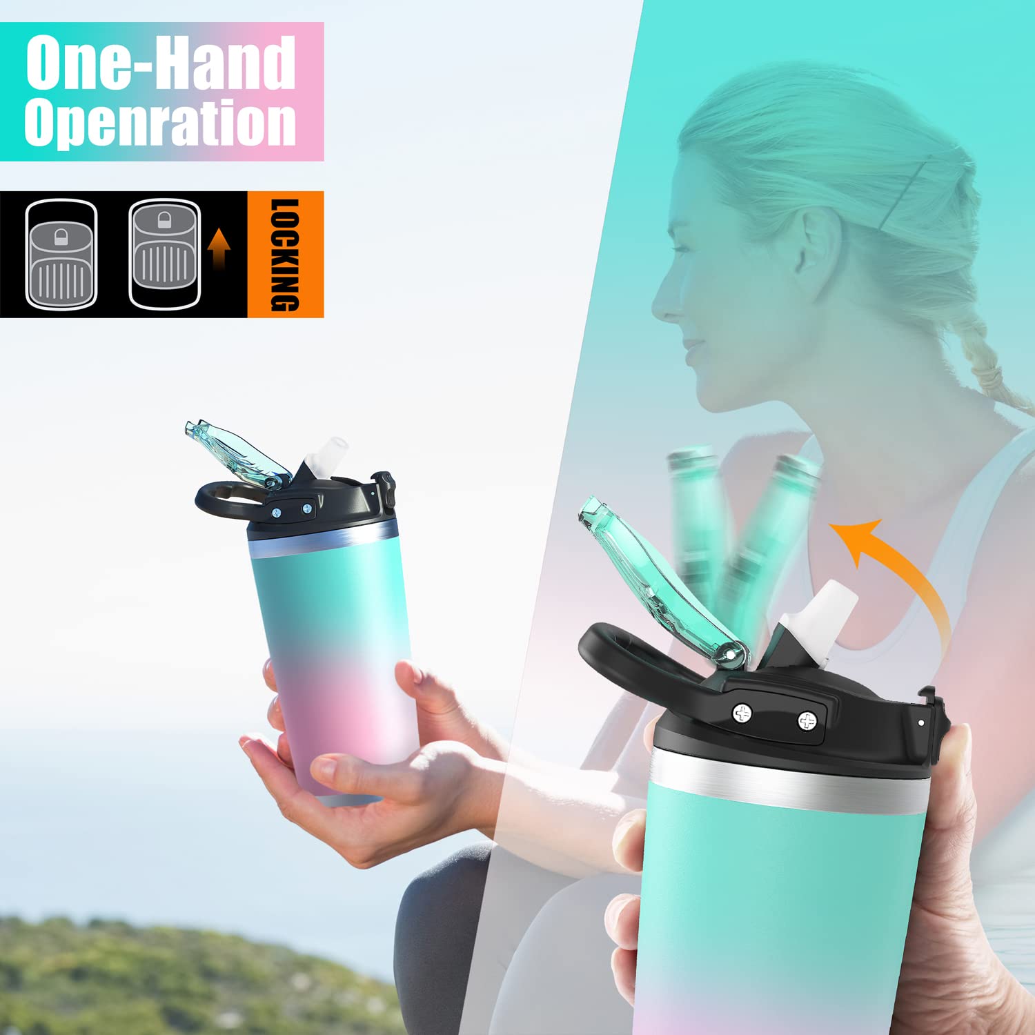 Physiuo Stainless Steel Tumbler With Lid And Straw 20Oz, Vacuum Insulated Coffee Tumbler Cup, Travel Coffee Mug, Double Wall Tra