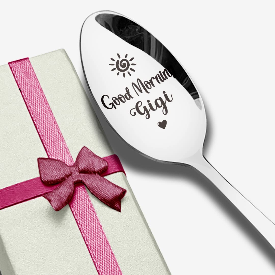 Good Morning Gigi Spoon Engraved Stainless Steel Funny, Gigi Gifts From Grandchildren, Best Teaspoon Coffee Spoon Gifts For Gran