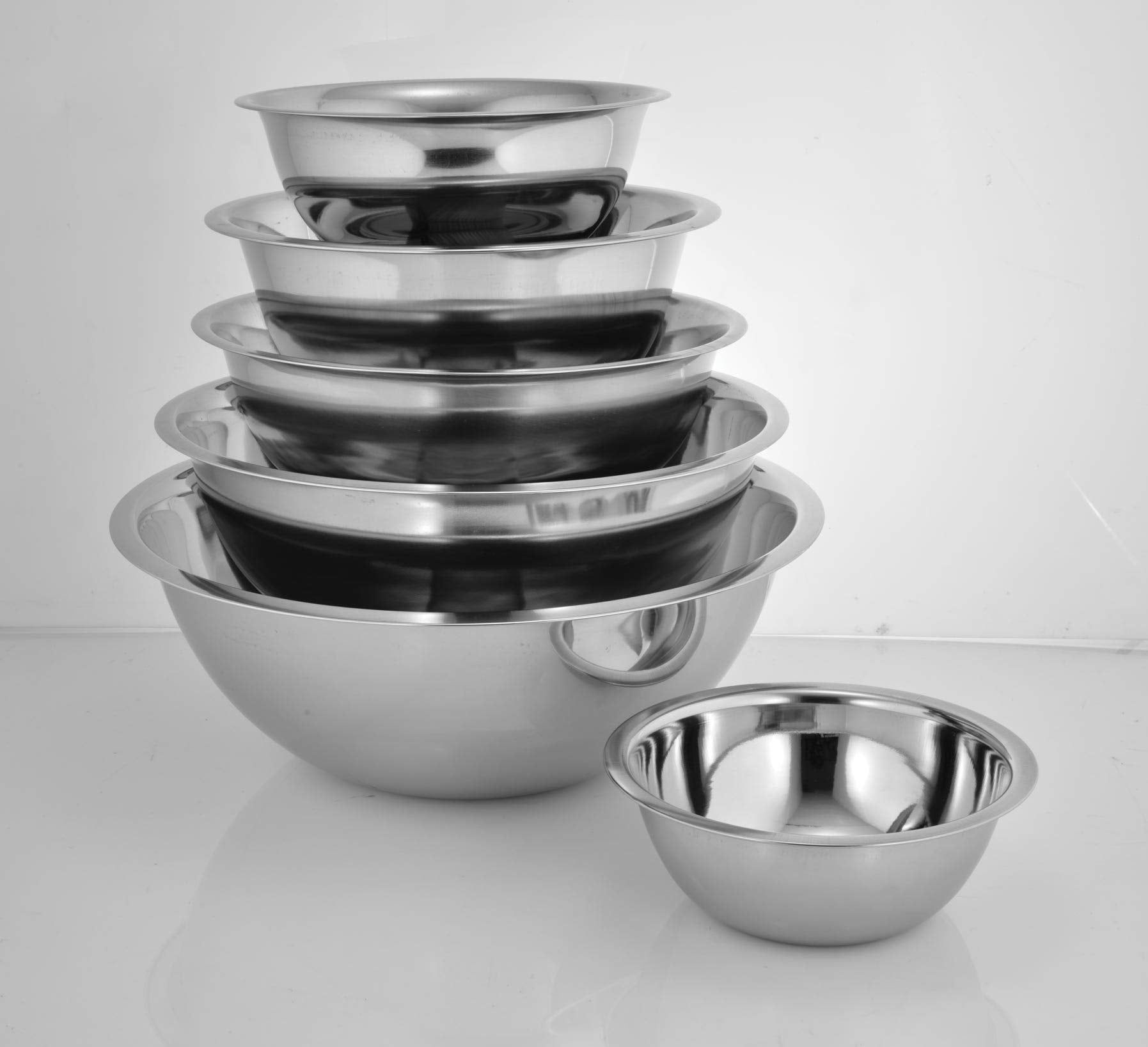 Avador Premium Stainless Steel Mixing Bowls, Set Of 6 Brushed Stainless Steel Mixing Bowl Set, Easy To Clean, Space Saving, Grea