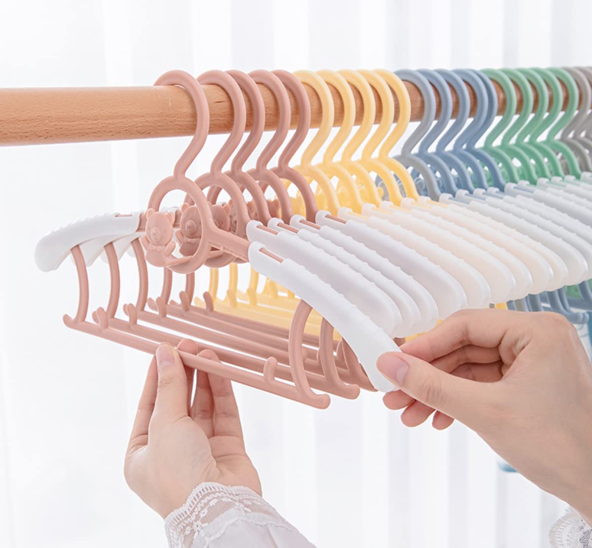 HGYZE Baby Nursery Closet Hangers  Ultra-Thin Non-Slip Laundry Infant Pant Hangers for Newborn Clothes - 20pcs Colorful Gifts - Adjustable Children Coat Hanger for Girl Boy Toddler Kids Child