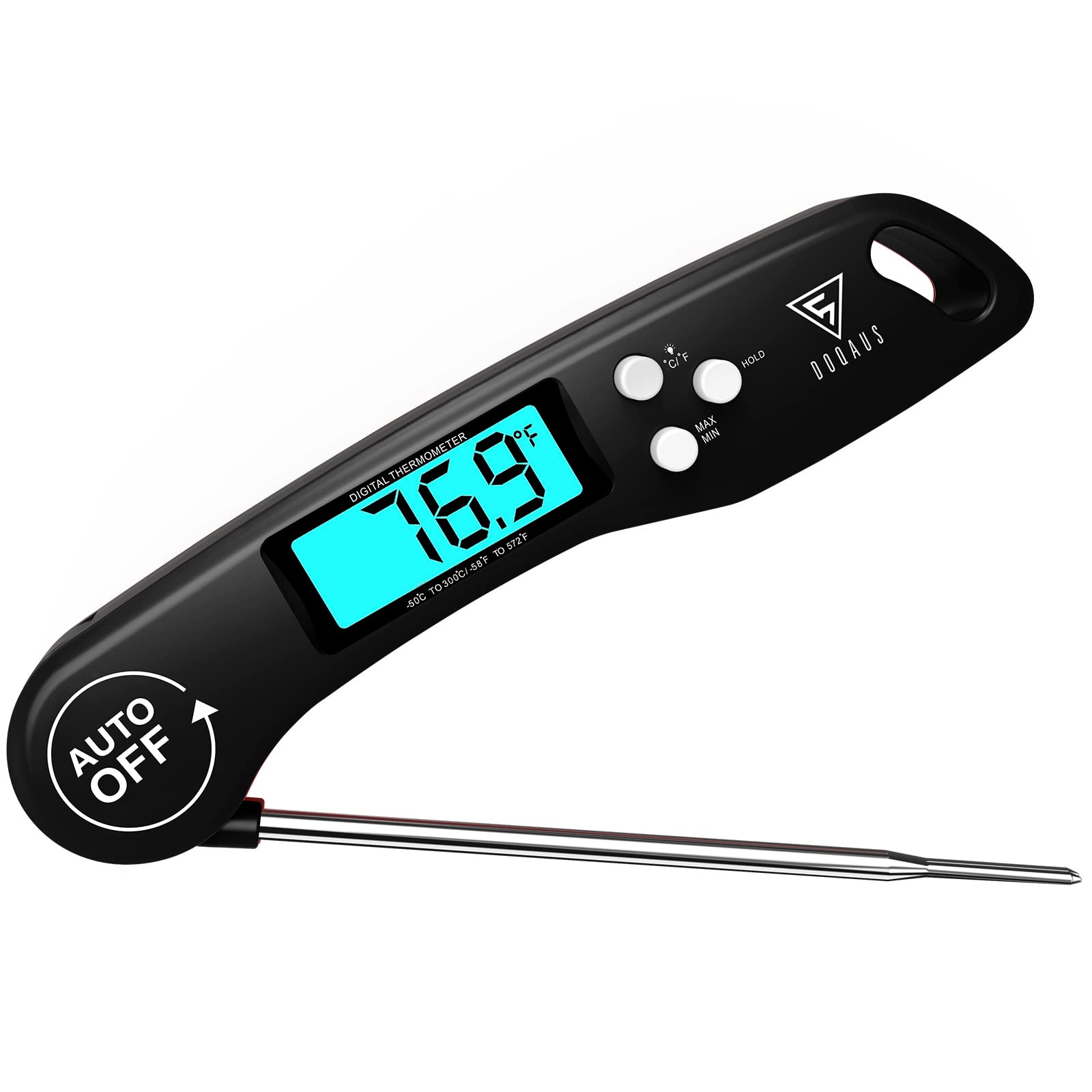 Doqaus Digital Meat Thermometer, Instant Read Food Thermometer For Cooking, Kitchen Probe With Backlit & Reversible Display, Coo