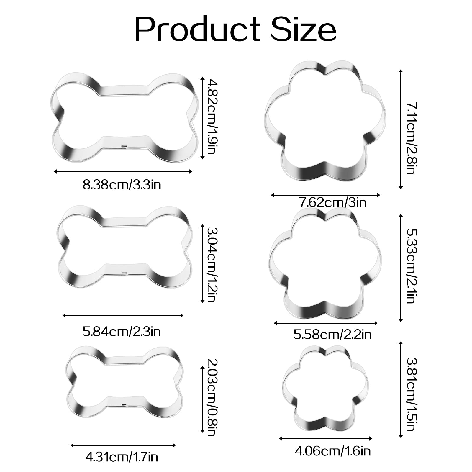 Cookie Cutters,6 Pcs Bone And Dog Footprints Cookie Cutters Set Stainless Steel Biscuit Cutters Dog Theme Party Cookie Cutter Do