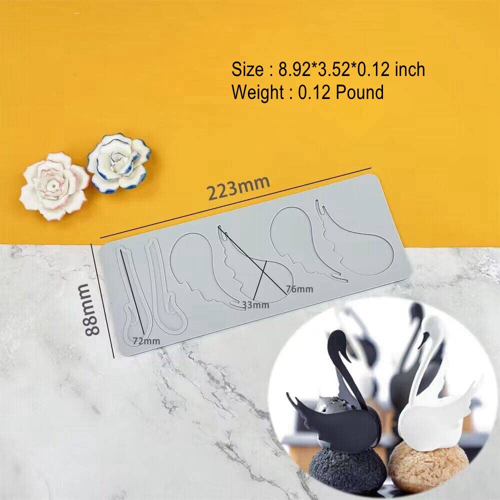 3D Hollow Leaf Fondant Lace Mold Multi Leaves Flower Candy Mold Chocolate Sugar Craft Cake Decoration Cupcake Top (K Swan_8.92 *