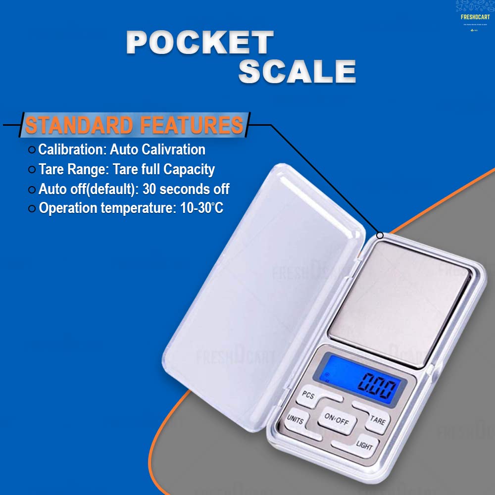 Freshdcart Mini Pocket Weight Scale Digital Jewellery/Chem/Kitchen Small Weighing Machine With Auto Calibration, Tare Full Capac