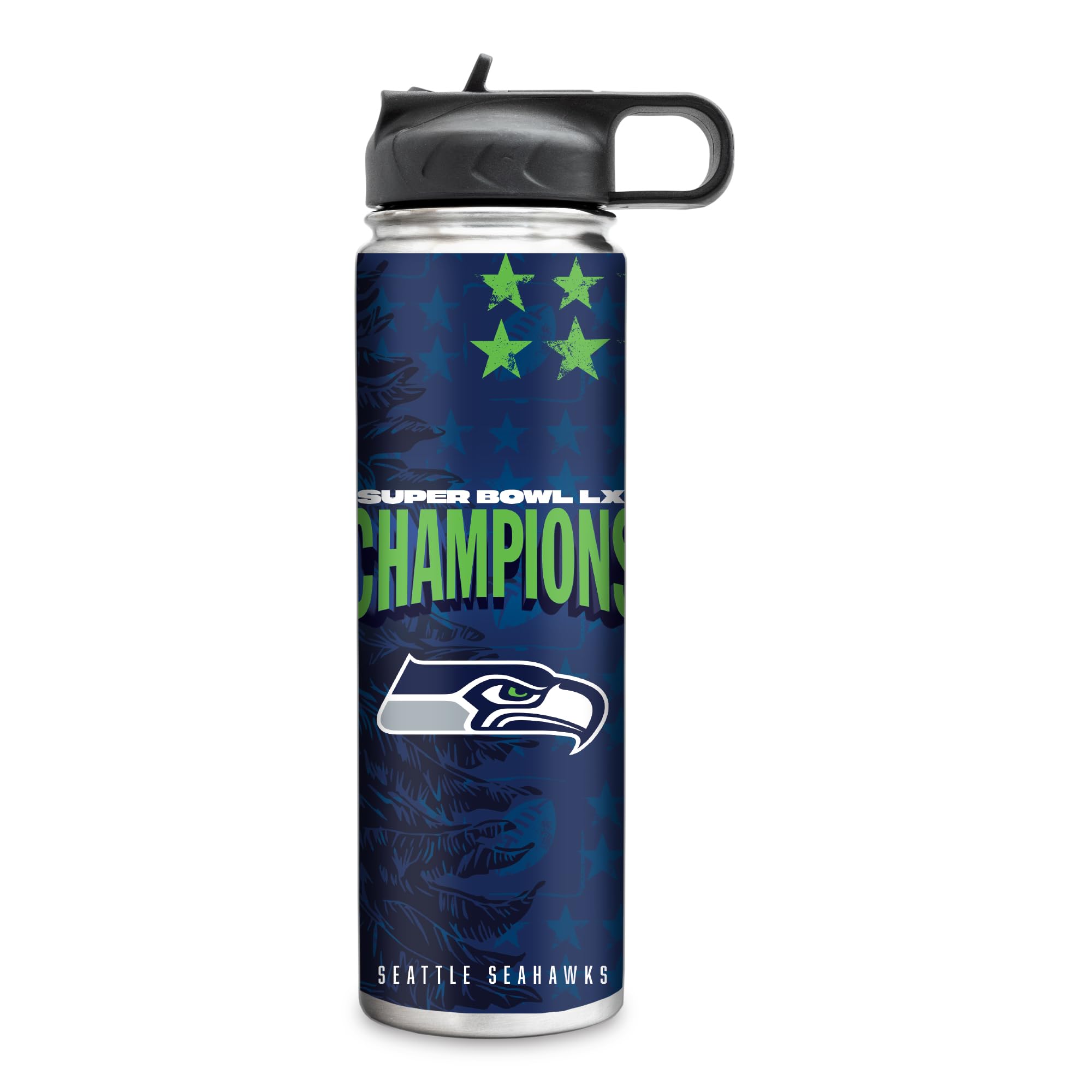 Rico Industries NFL Football Seattle Seahawks 2026 Super Bowl LX Champions 22oz Stainless Steel Tumbler with Lid - Great For Cof