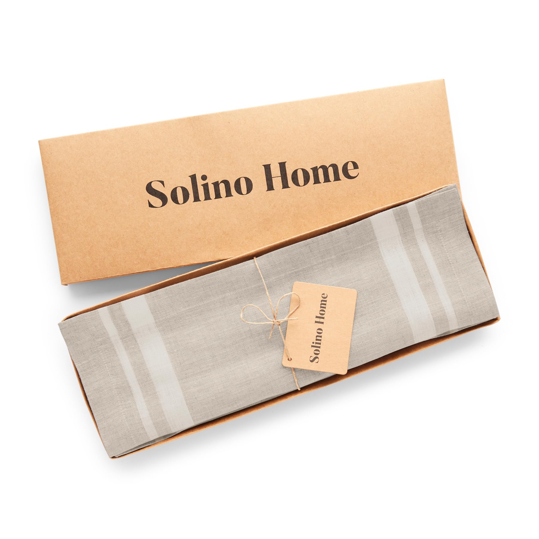 Solino Home French Linen Placemats Set Of 4 - 100% Pure Linen White And Natural Placemats 19 '' L X 14 '' W Inch - Machine Washa