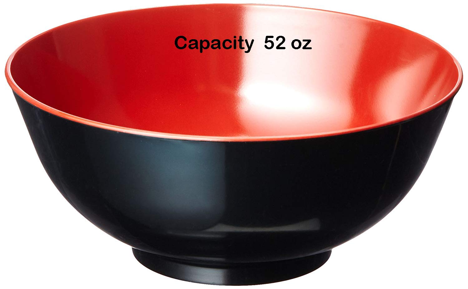 JapanBargain 2396  Large Soup Bowl Japanese Style Plastic Ramen Bowls for Udon Pho Noodles Soup Cereal Pasta  52 ounce  Black and Red Color