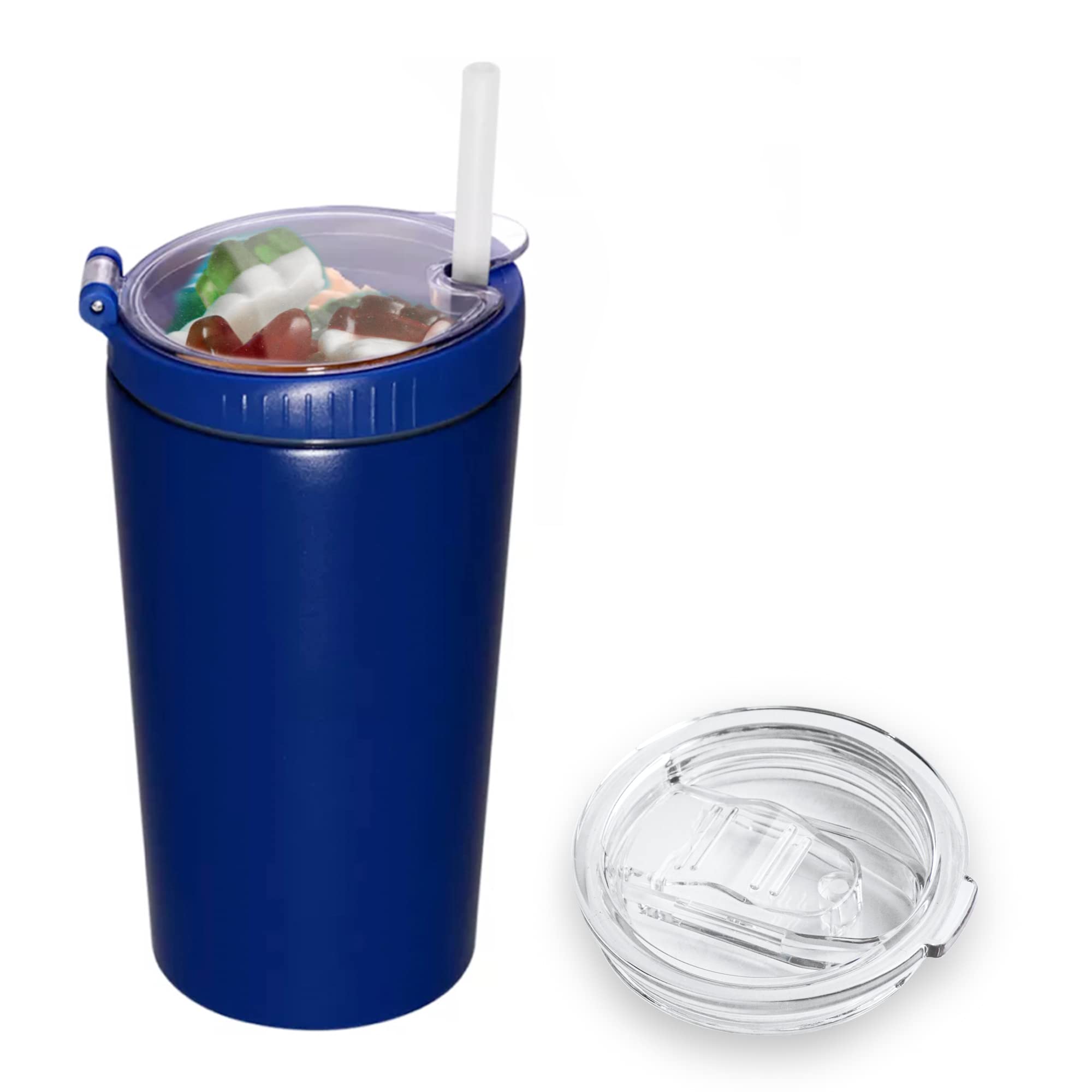 Jivililm Snack Tumbler With Lid And Straw, Stainless Steel Insulated 2-In-1 Travel Coffee Mug, Water Bottle With Snack Cup (Roya