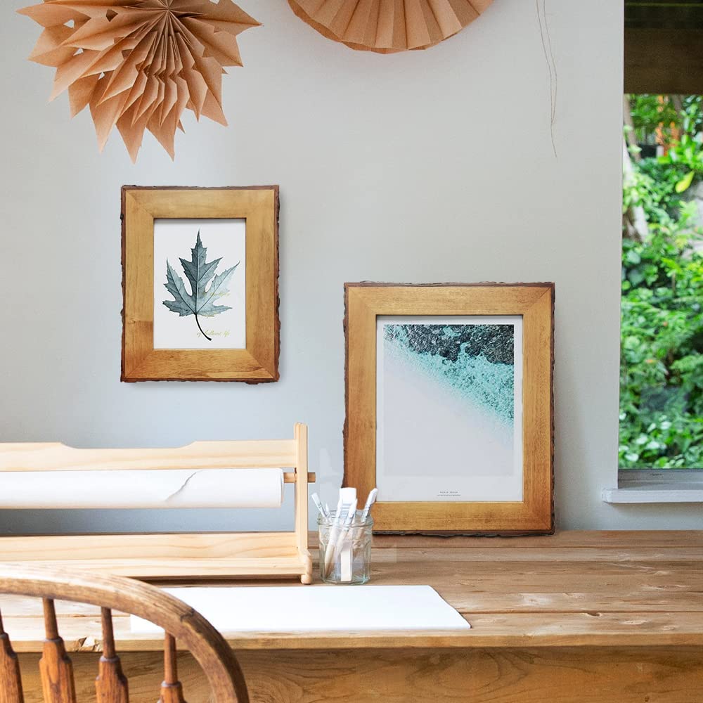 Eosglac Rustic 8.5x11 Live Edge Picture Photo Frame, Solid Wood Frames 8.5 by 11 Diploma Frame Certificate Document Frames for T