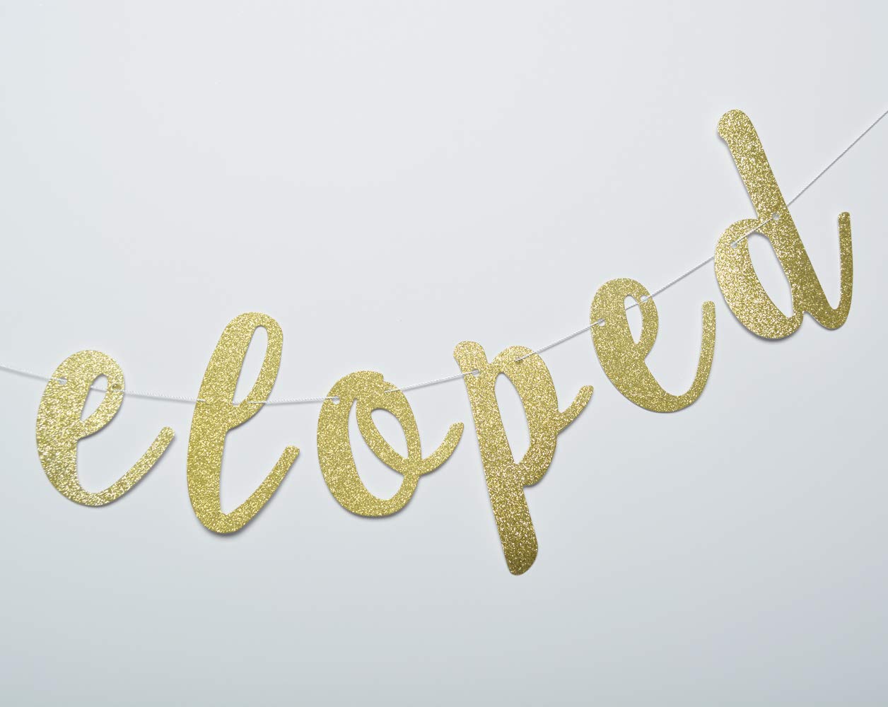 We Eloped Glitter Banner, Bridal Shower, Engagement, Bachelorette,Wedding Announcement Party Photo Props(Gold)