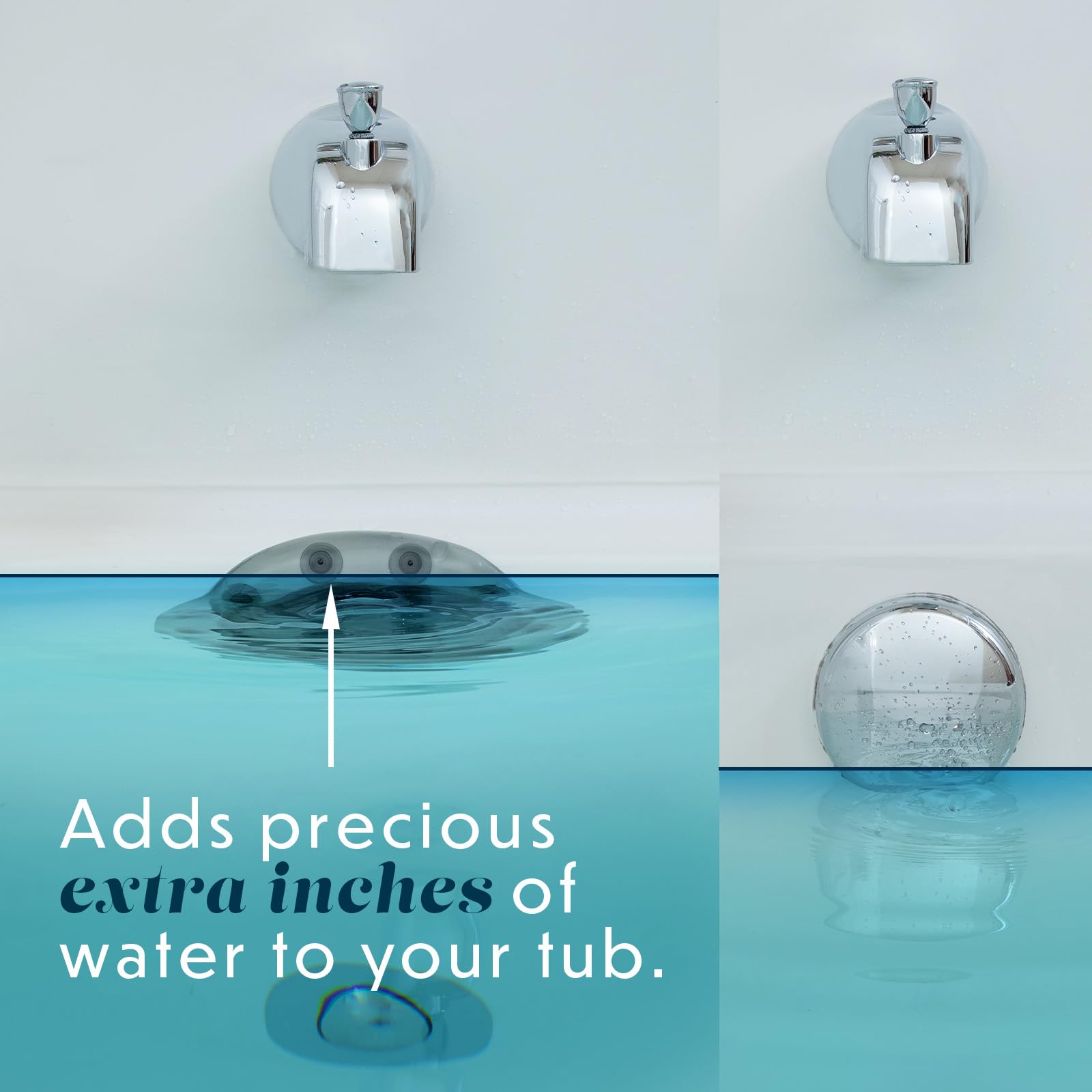 SlipX Solutions Bottomless Bath Overflow Drain Cover for Tub  Adds Inches of Water to Bathtub for a Warmer Deeper Bath  Spa Accessories  Drain Block  Water Stopper Plug (4 inch Inner Diameter  Gray)