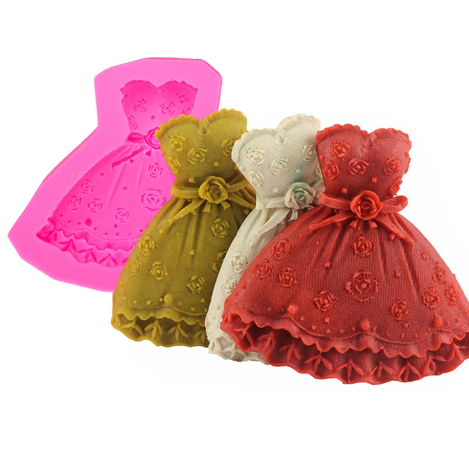 3Pcs Wedding Dress Skirt Silicone Molds For Wedding Sugarcraft Cake Decoration, Fondant, Chocolate, Candy, Biscuit, Cookies,Poly