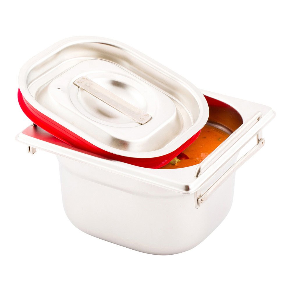 Restaurantware Lid Only: Met Lux One Sixth Steam Table Pan Lid 1 Travel Hotel Pan Lid - Built-In Leakproof Silicone Seal Stainle