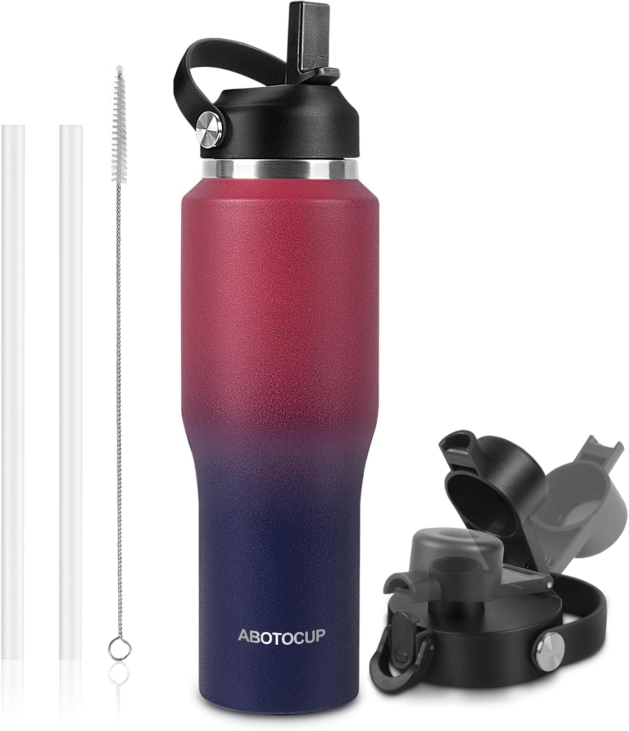 40oz Water Bottle with Powder Coated, Fit in Any Car Cup Holder, Water Bottle with Straw Lids, Stainless Steel Insulated Water F