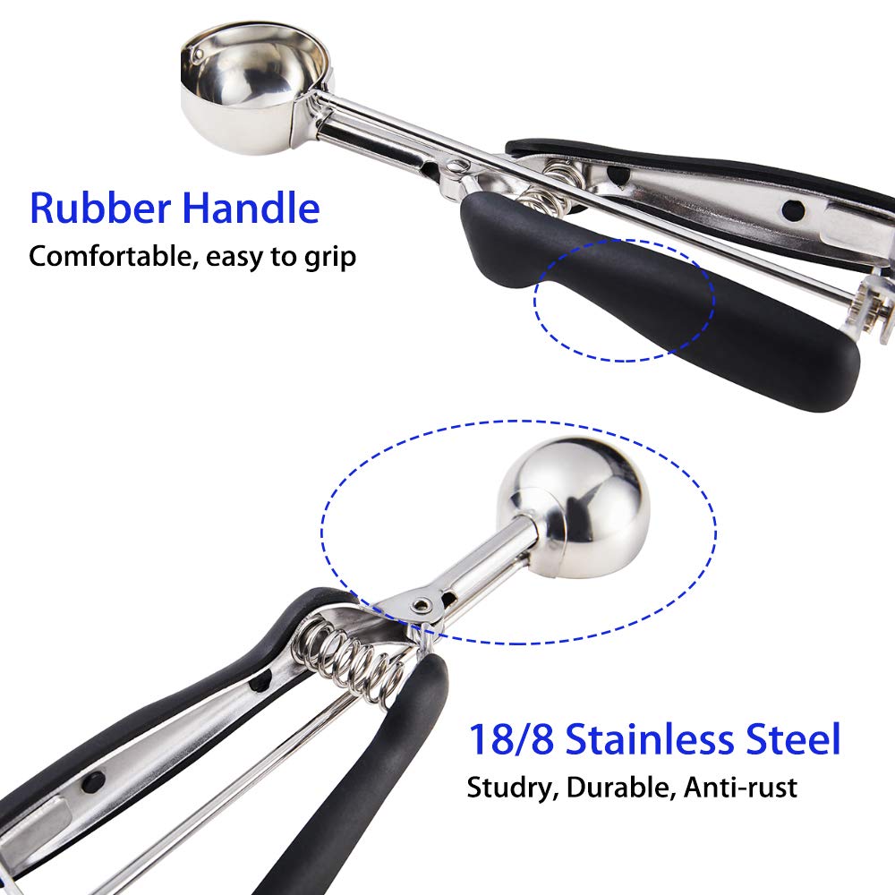 Small Cookie Scoop, 1 Tbsp Cookie Scoop For Baking, Dough Scoop, 18/8 Stainless Steel, Comfortable Grip, For Making Cookie, Melo