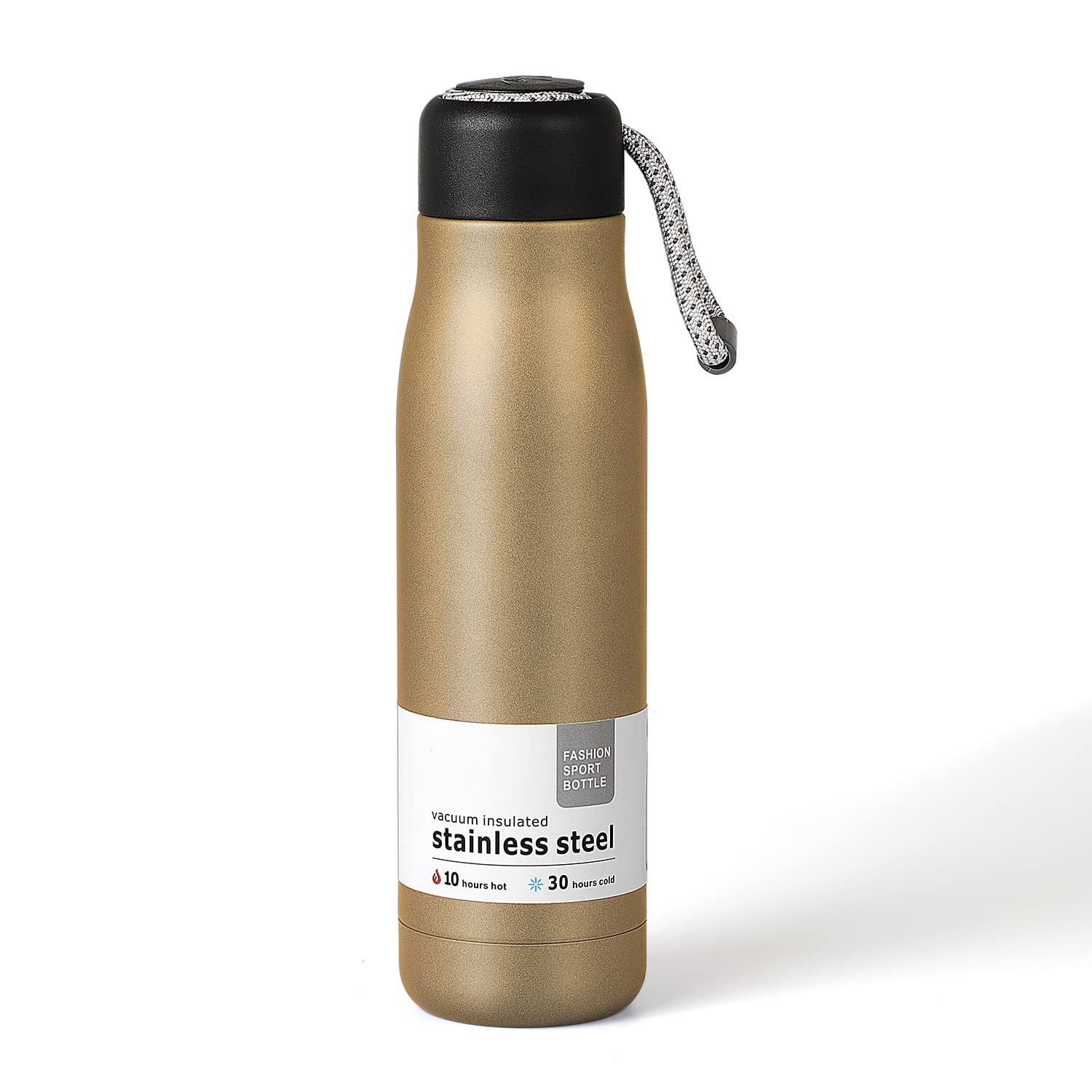 Water Bottle with Portable Lid Metal Vacuum Insulated Stainless Steel | Reusable Leak Proof Flask | 17oz, Gold