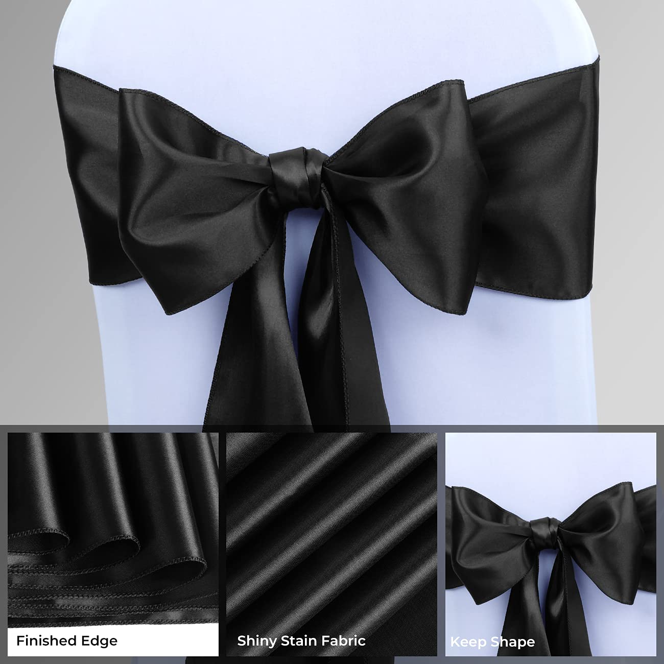 Babenest Satin Chair Sashes Ties Upgraded 10 pcs Chair Ribbons Bows for Wedding Banquet Party Christmas Baby Shower Events Decor