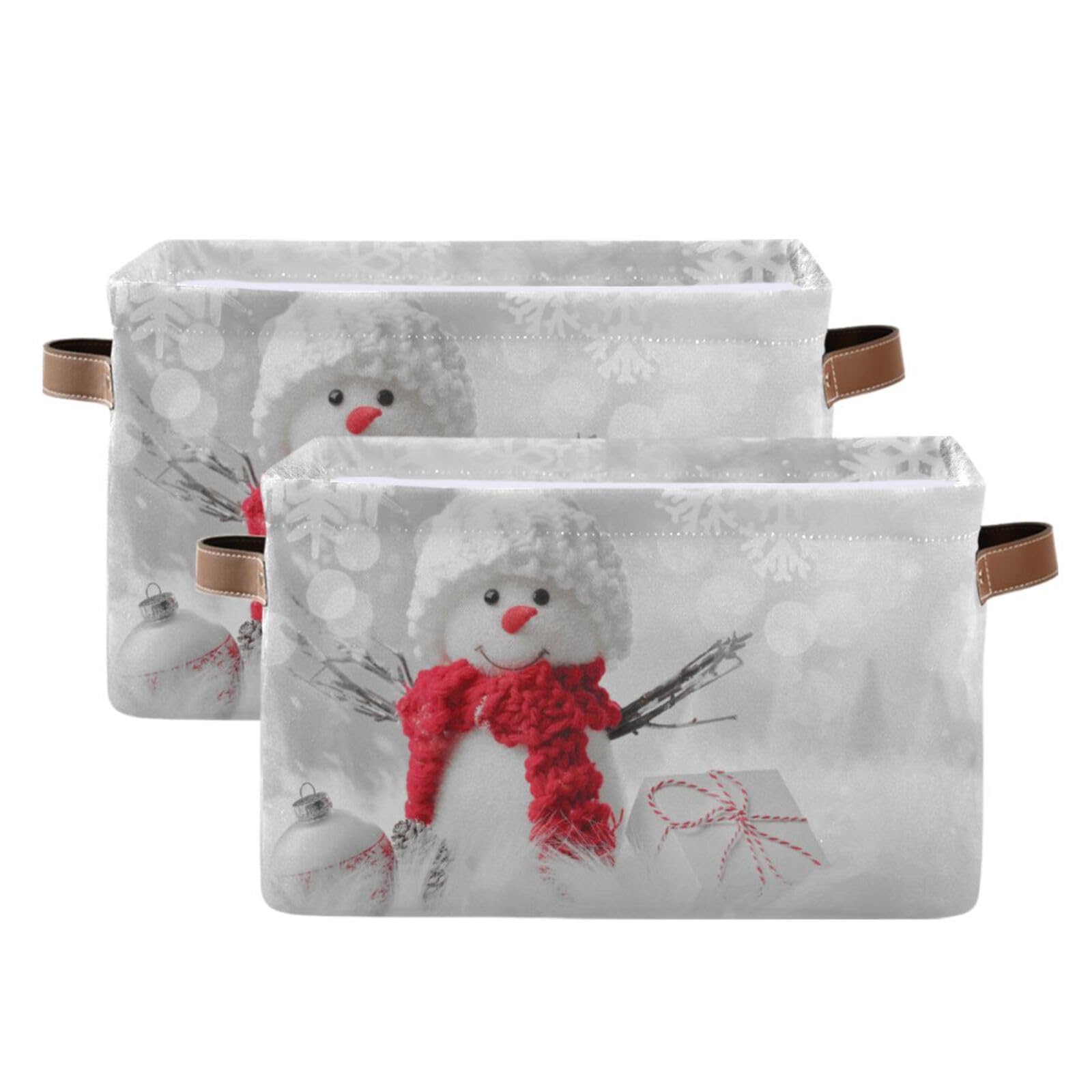 Senya Christmas Basket, Snowman In Winter Foldable Fabric Collapsible Storage Bins Organizer Bag For Storage Clothes