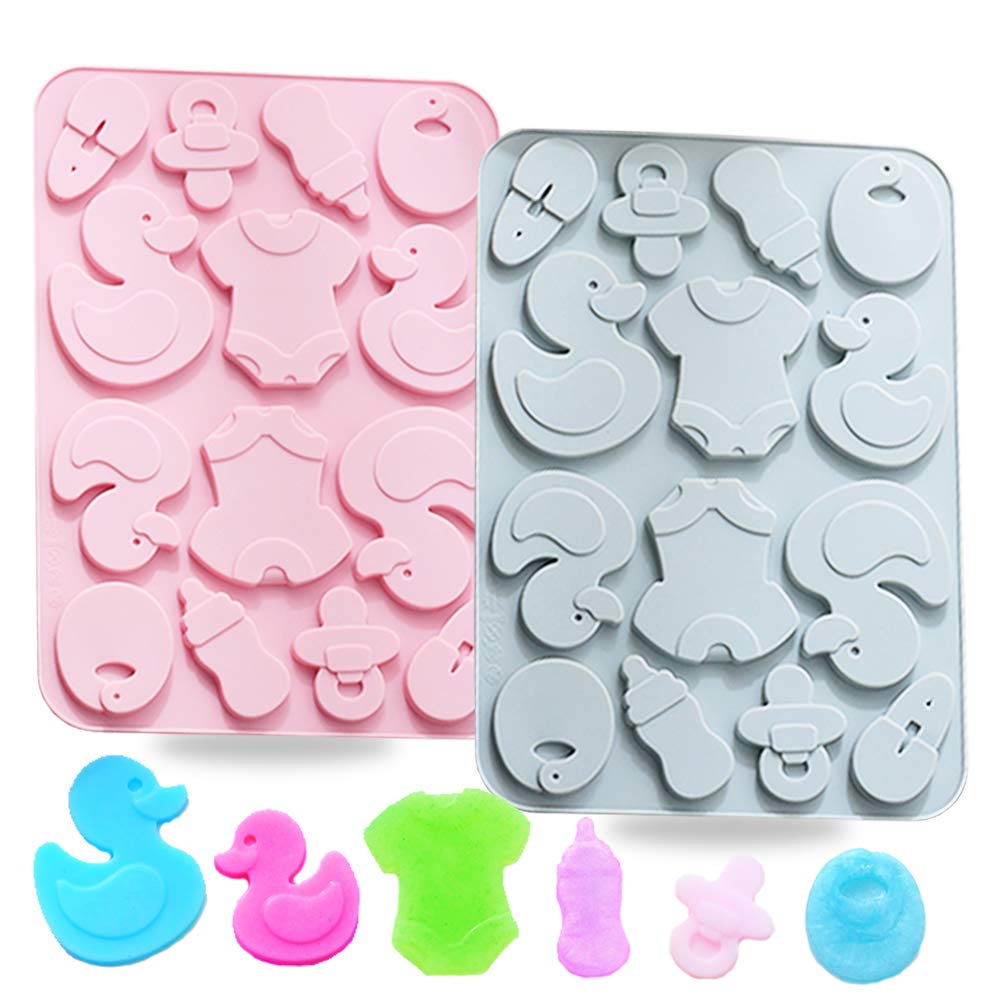 2 Pack Cute Baby Silicone Molds, 3D Baby Shower Themed Baking Mould, Cake Border Fondant Molds Cake Decorating Tools For Chocola