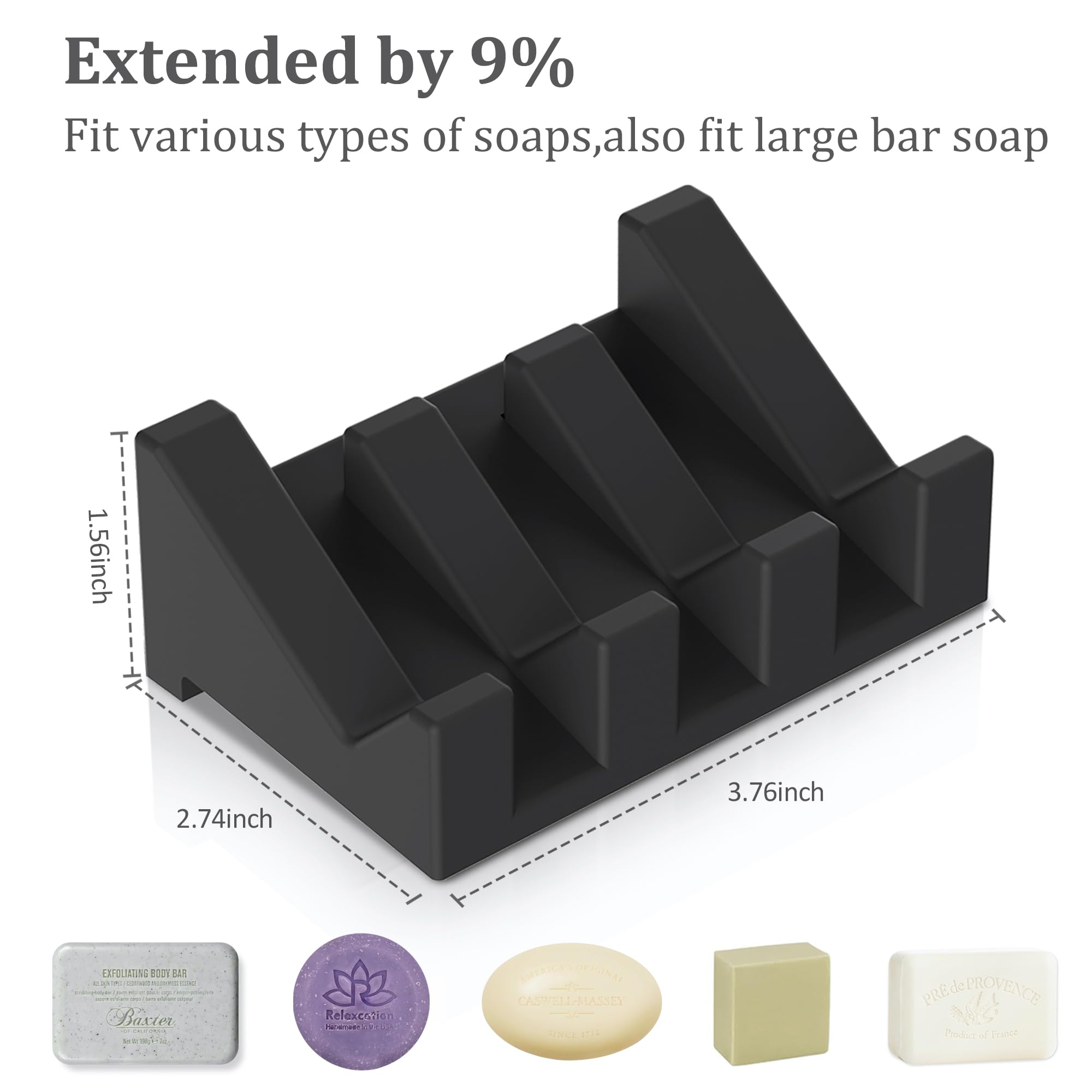 Egwon Silicone Soap Dish,3Pcs Extended Self Draining Soap Dish For Shower Soap Holder Soap Dishes For Bar Soap,Bathroom Soap Hol