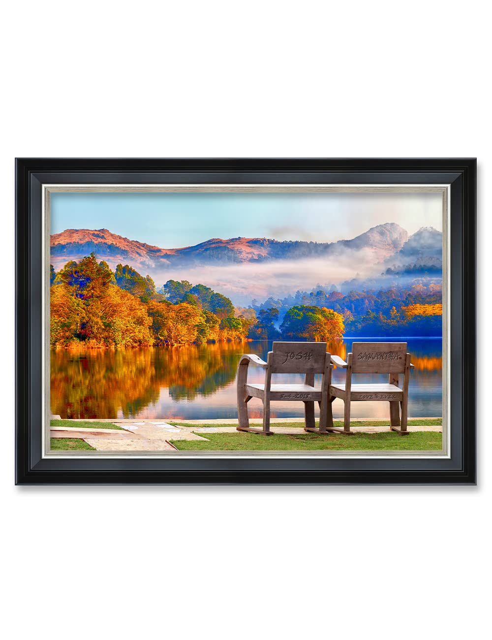 Ipic - Grow Old Together, Personalized Framed Wall Art With Names And Date On, Giclee Prints Framed With Solid Wood, Custom Memo