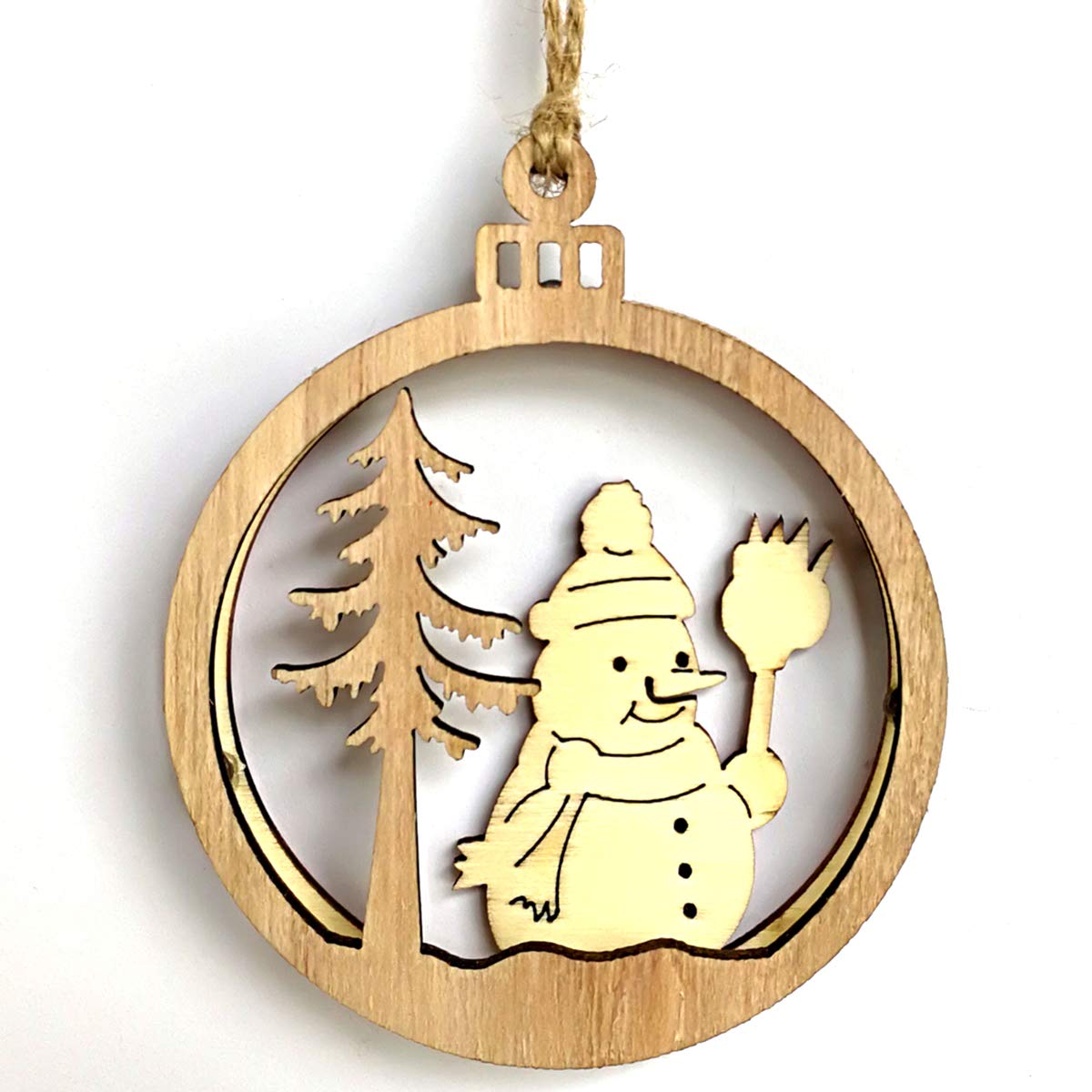 BESTOYARD 3pcs Wooden Christmas Tree Decoration Ornaments Hanging 3D Christmas Snowman Reindeer Shapes Cutout