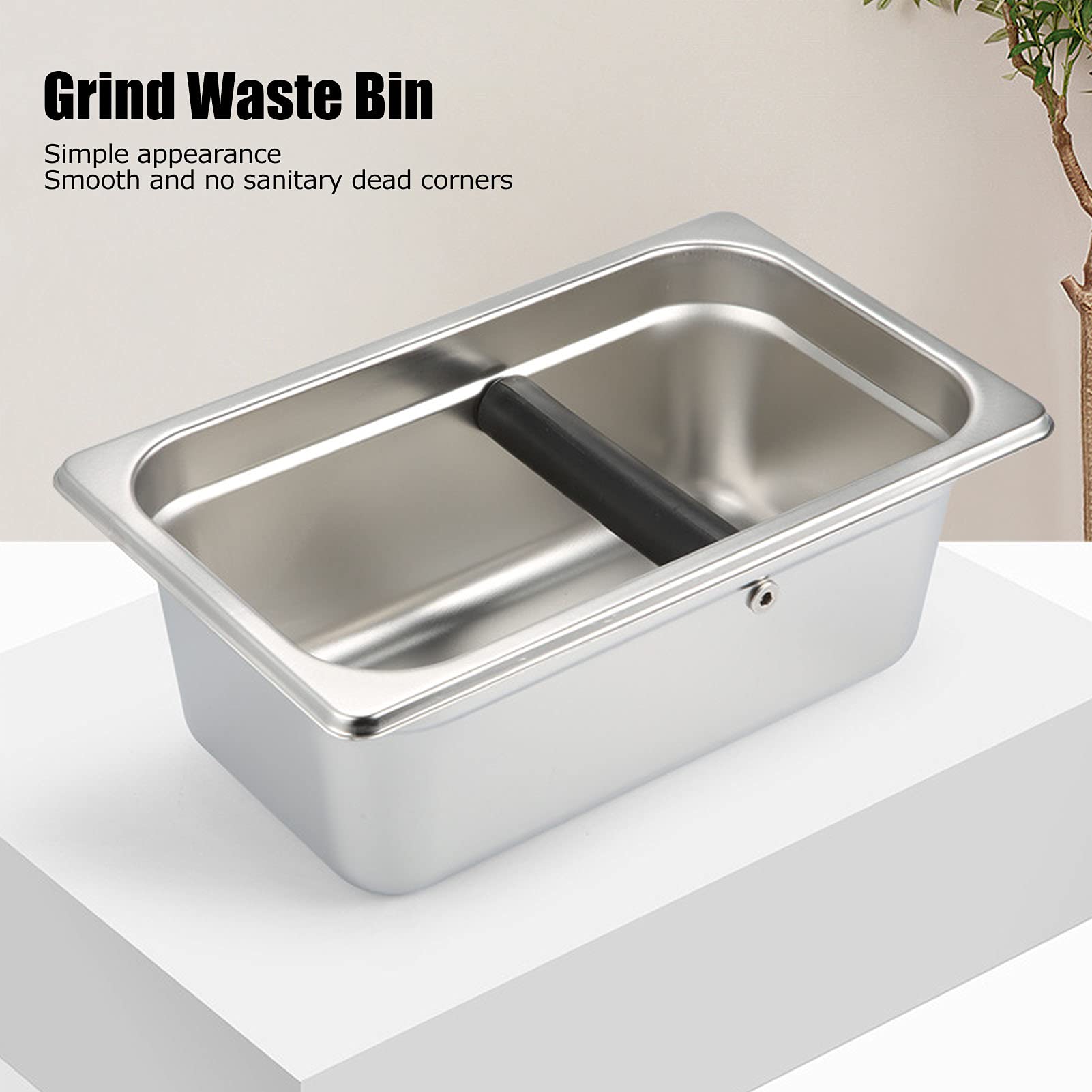 Coffee Knock Box, Large Coffee Knock Box Stainless Steel Coffee Grounds Container Residue Bucket Waste Bin(01)