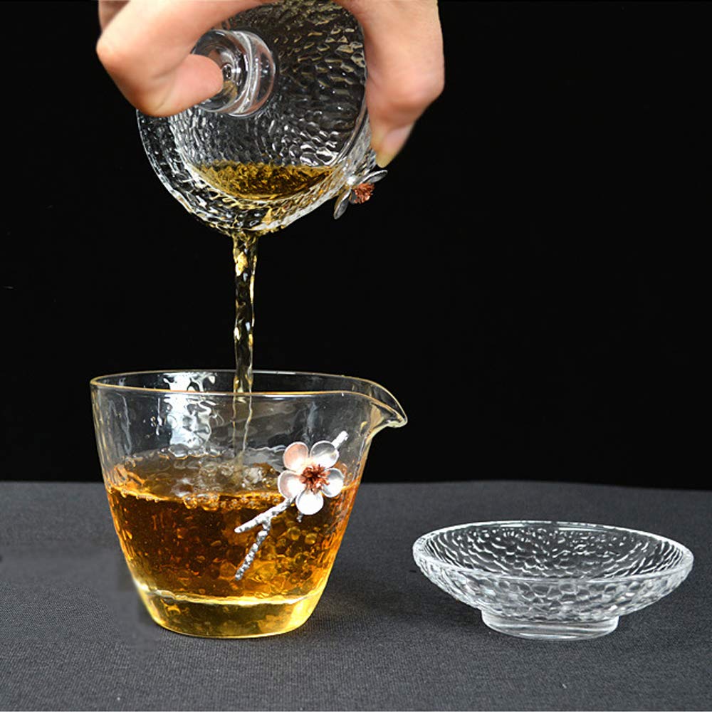 Chinese Glass Gaiwan Traditional Plum Design Kongfu Tea Cup 150Ml,Classic Tea Set Cup With Lid And Saucer
