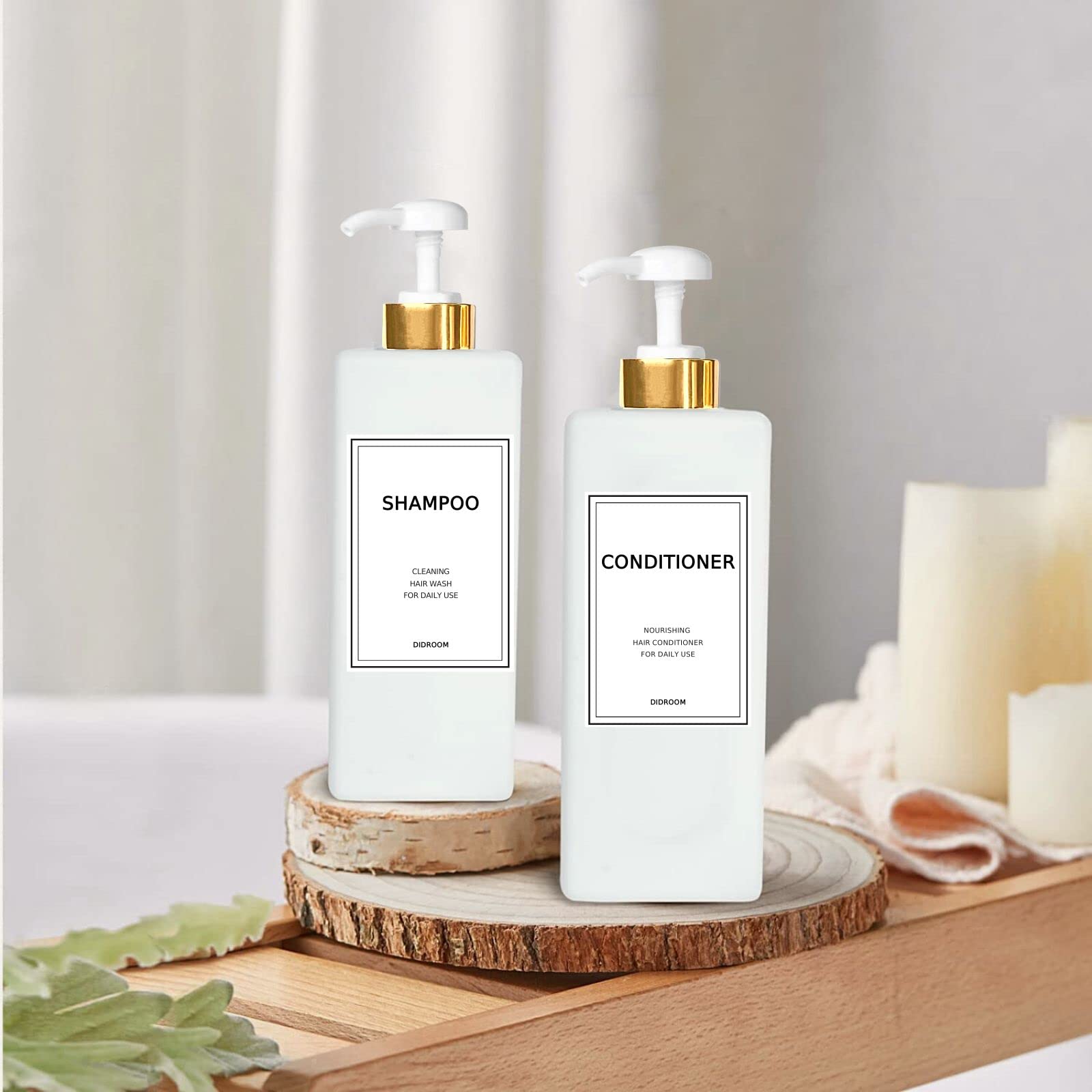 Modern Gold Shampoo And Conditioner Dispenser (21 Oz, Pack Of 3) Refillable Pump Bottle Set Empty Shower Plastic Bottles With Pu