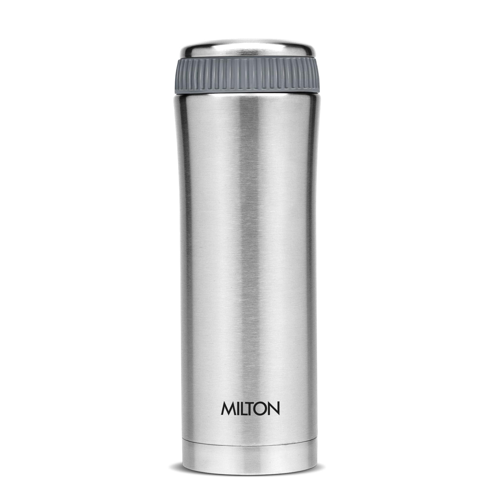 Milton Optima 500 Thermosteel Hot And Cold Flask, 450Ml, Silver | Isi Certified | Vacuum Insulated | Rust Proof | Leak Proof | T