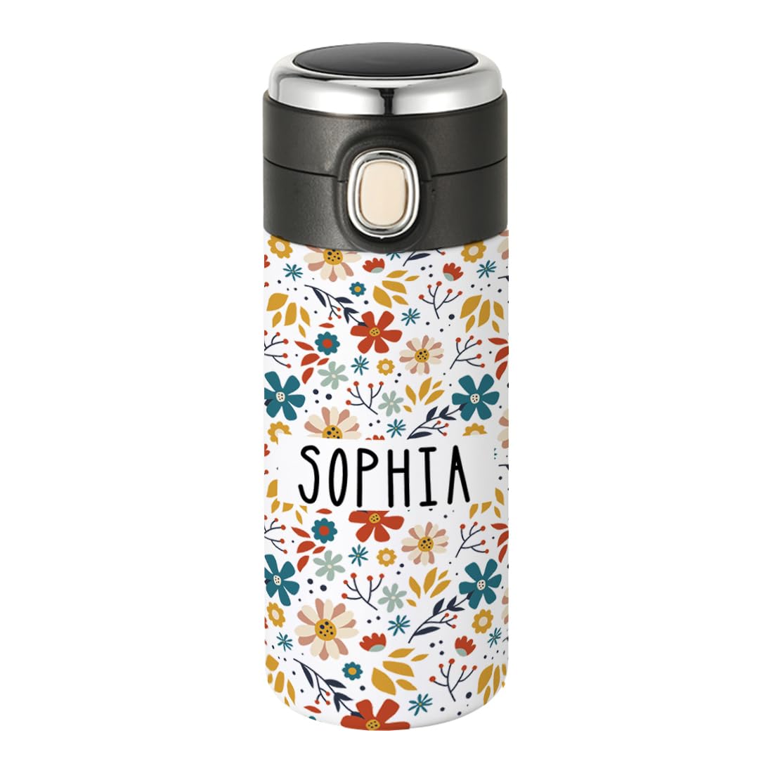 Andaz Press Personalized Kids Tumbler Florals Stainless Steel Water Bottle with Leakproof Flip Lid 10oz BPAFree Tumbler For Gir