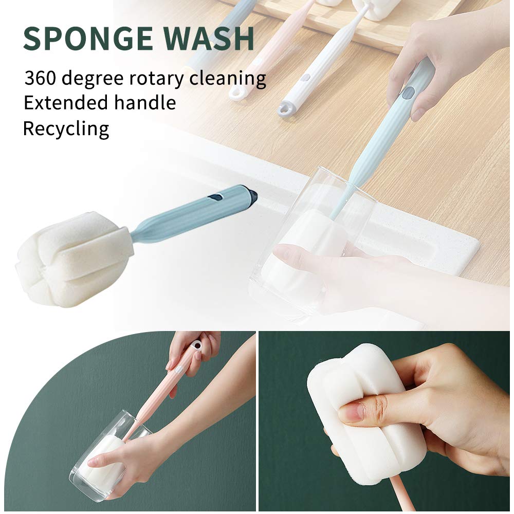 Bottle Soft Brush -2Pcs Sponge Bottle Brush Soft And Easy To Clean, Baby Bottle Sponge Brush Can Effectively Remove The Stain Re