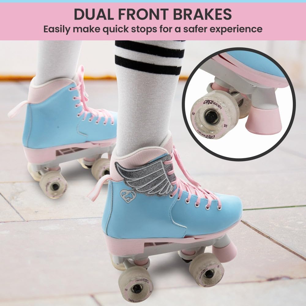 Circle Society Classic Adjustable Childrens Roller Skates, 3-7 Us Girls, Classic Cotton Candy