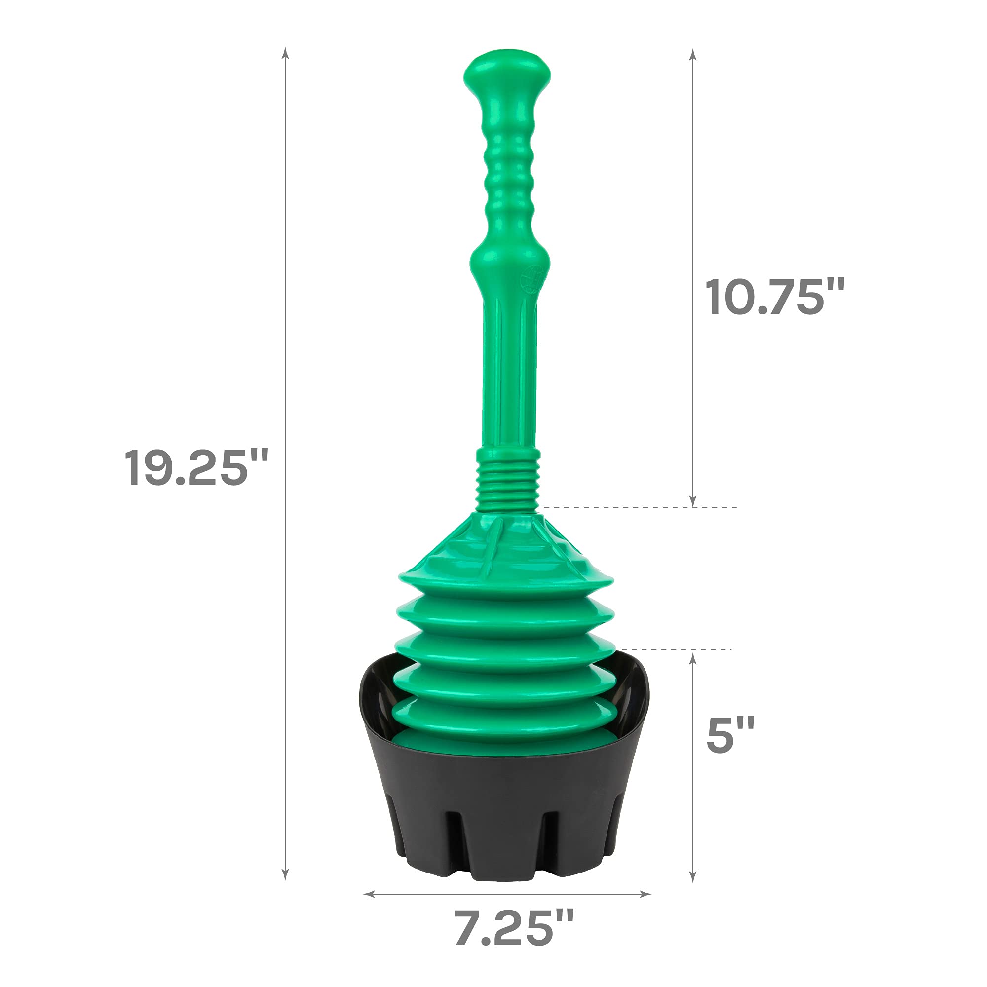 Js Jackson Supplies Green Bellows Accordion Toilet Plunger With Black Storage Tray