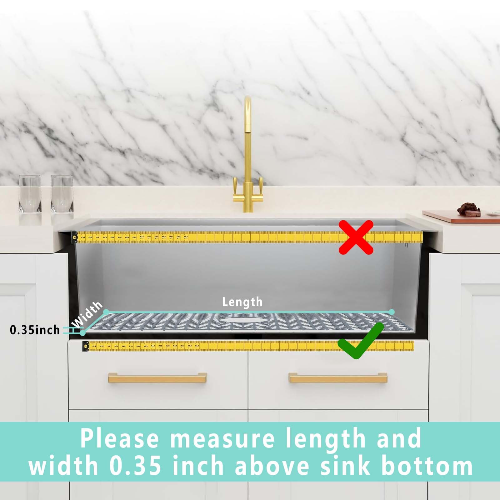 AWOKE Sink Protectors for Kitchen Sink - 26''x 14'' Sink Mat - Heat-resistant Easy-clean Silicone Sink Mat - for Protection of Stainless Steel Sink - with Center Drain (Grey)