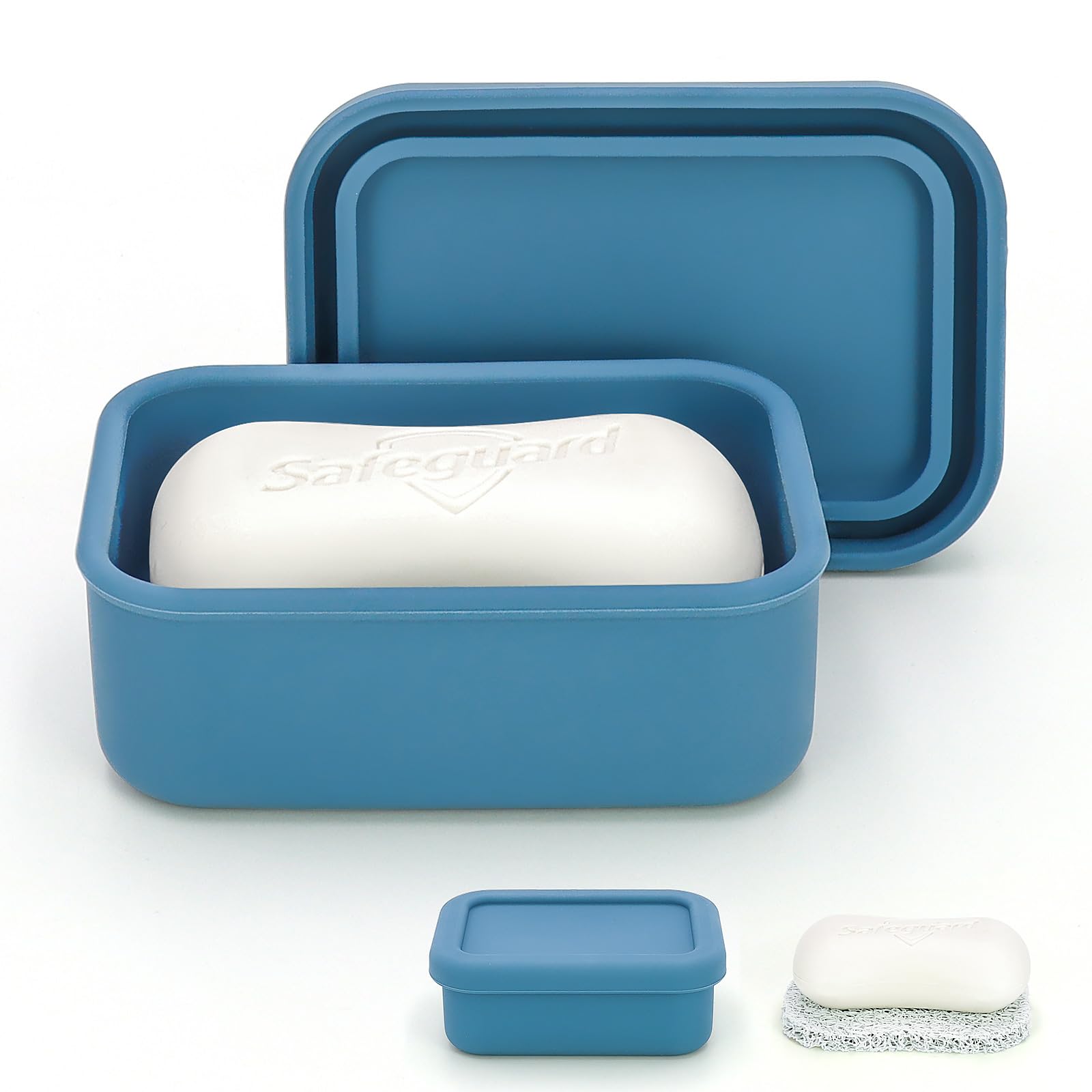 Aidimming Leak Proof Silicone Travel Soap Case With Draining Layer,Compact Portable Soap Container For One Regular Bar Soap Perf