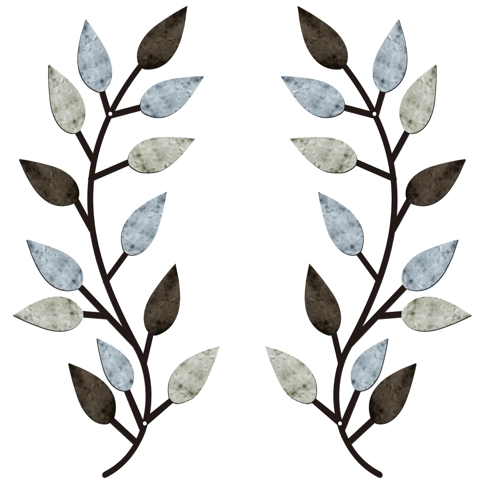 Zhengmy 2 Pieces Metal Tree Leaf Wall Decor Vine Olive Branch Leaf Wall Art Living Room, Hallway Wall Decor Outdoor Decoration(P
