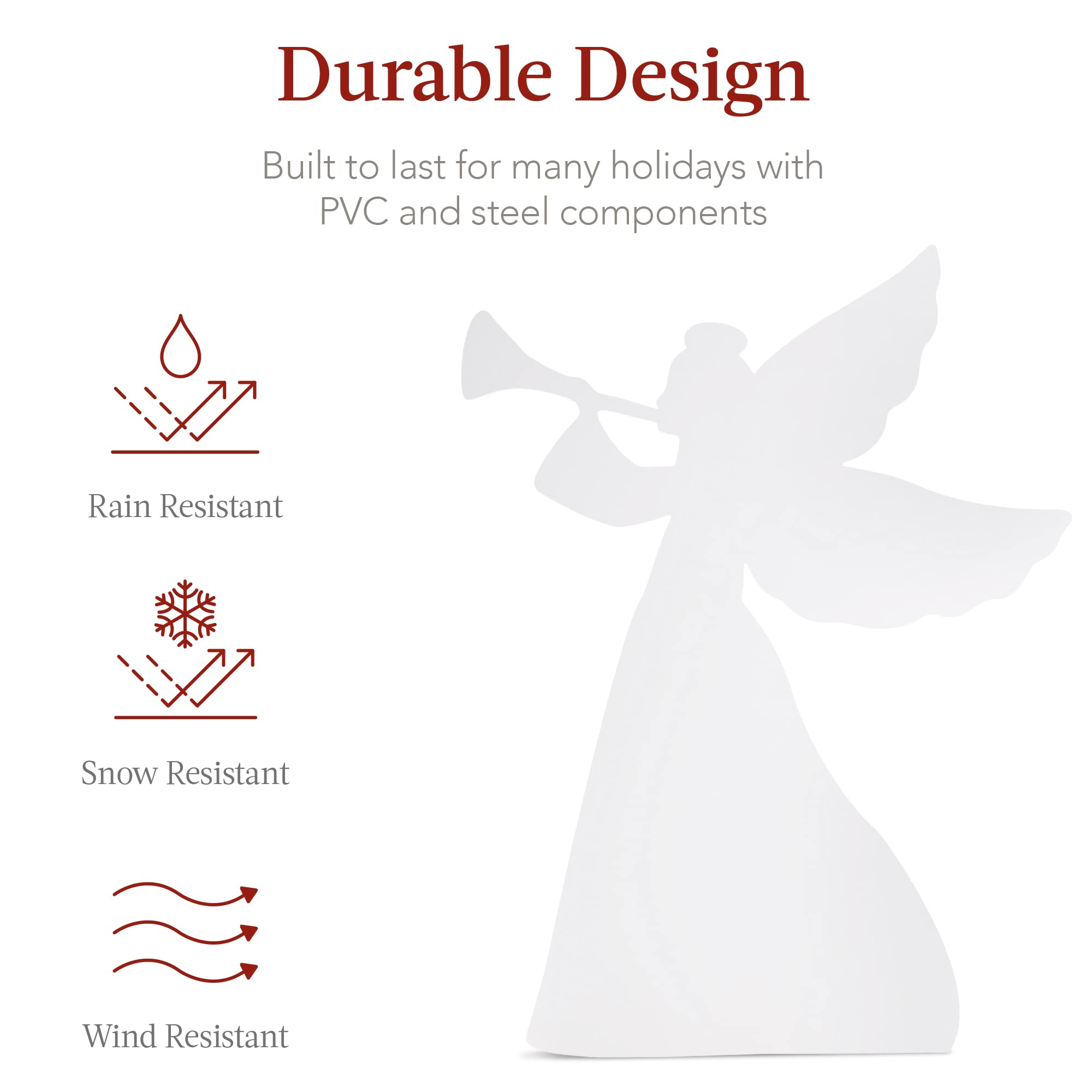 Best Choice Products 3ft Set of 2 Outdoor Christmas Angel Yard Decorations, Weather-Resistant PVC D  cor for Lawn, Garden, Displ