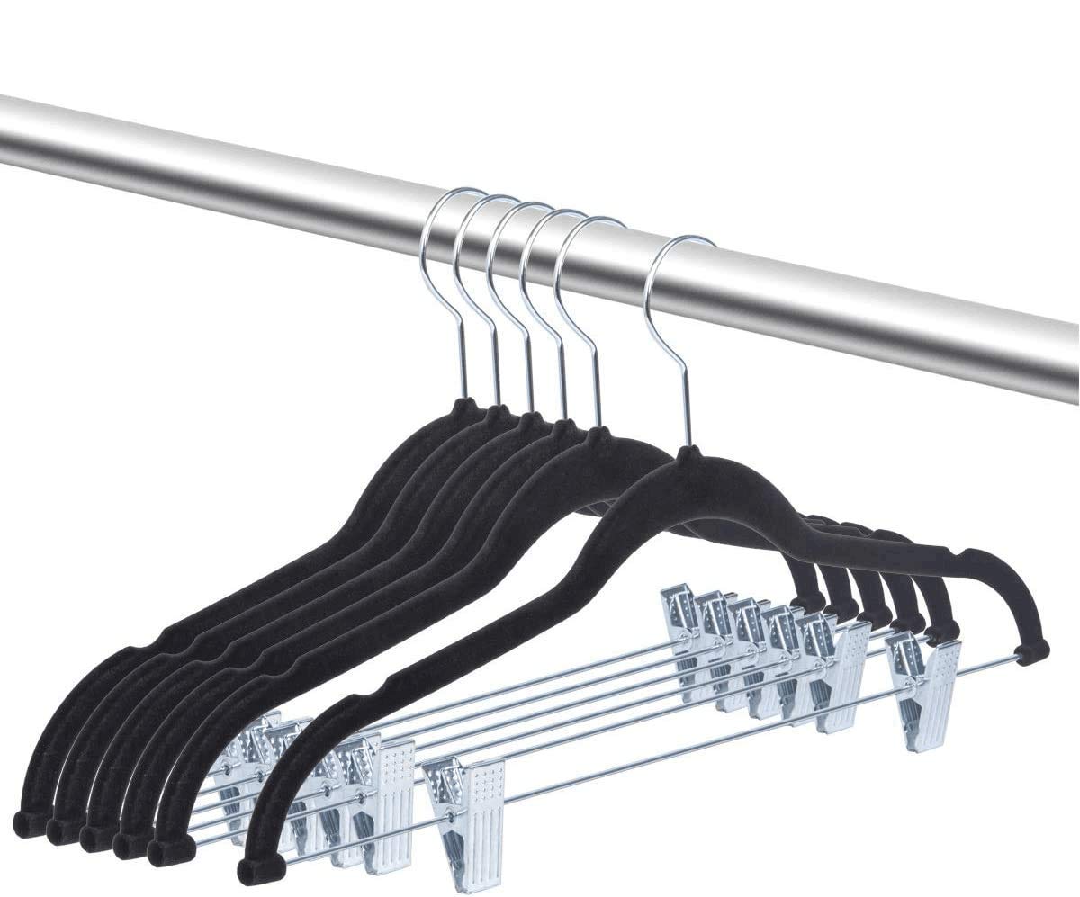 Oika Pants Hangers 20-Pack,16.7-Inch Long Velvet Hangers With Adjustable Clips, Non-Slip, Space-Saving For Trousers, Skirts, Coa