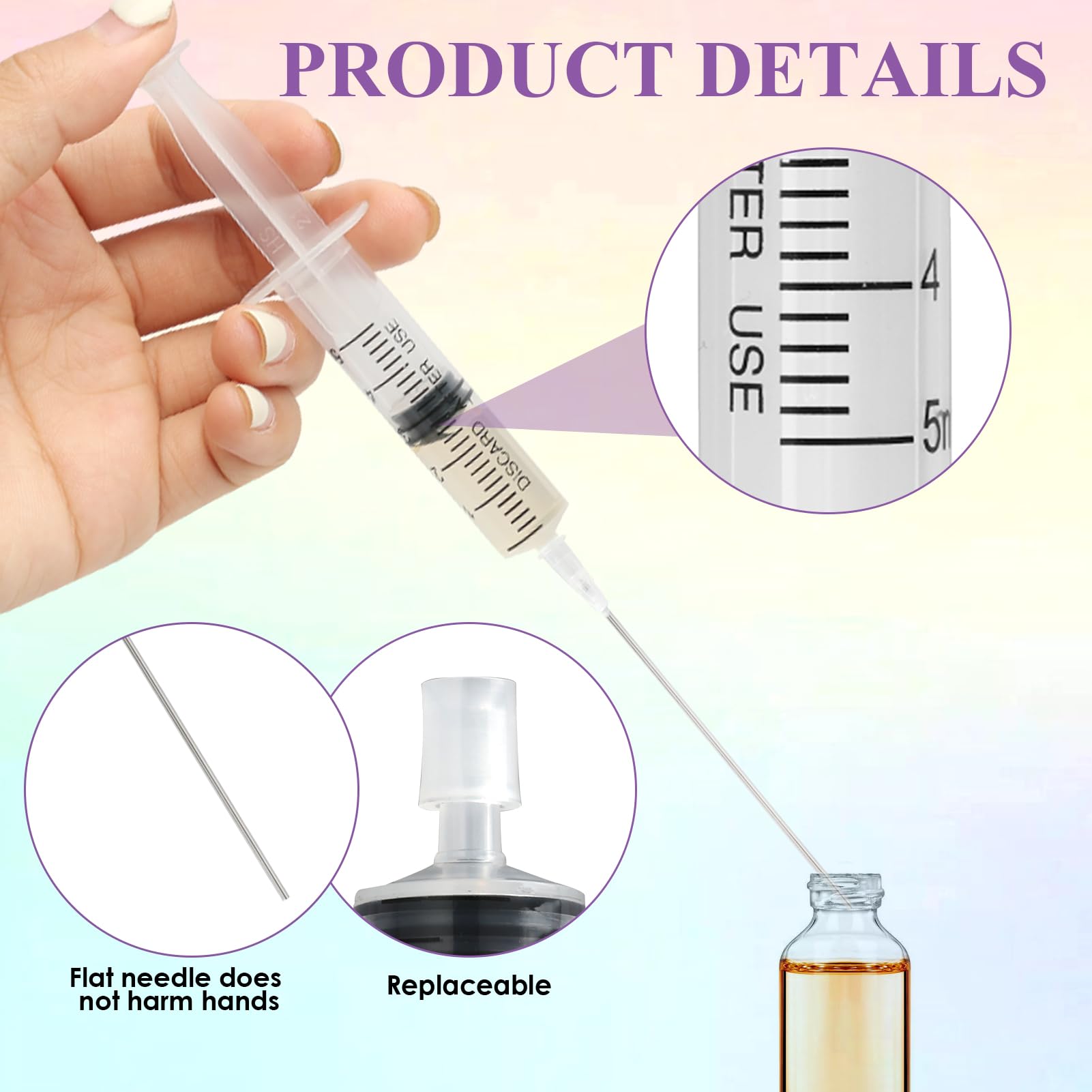 Wxs-Chall 4 Pack-5Ml Plastic Perfume Syringe Extracto Decanter Kit With Blunt Stainless Needle Tip, Suitable For Perfume?Ink?Pen