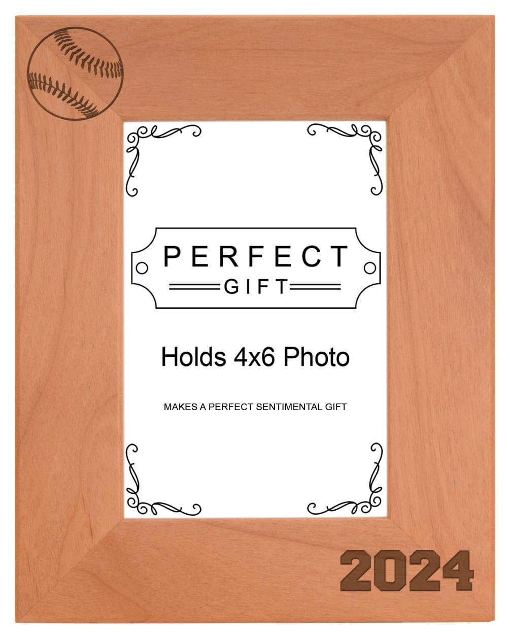 Personalized Gifts Baseball Frame 4x6 Baseball 2024 Photo Frame Baseball Team Wood Engraved 4x6 Portrait Picture Frame