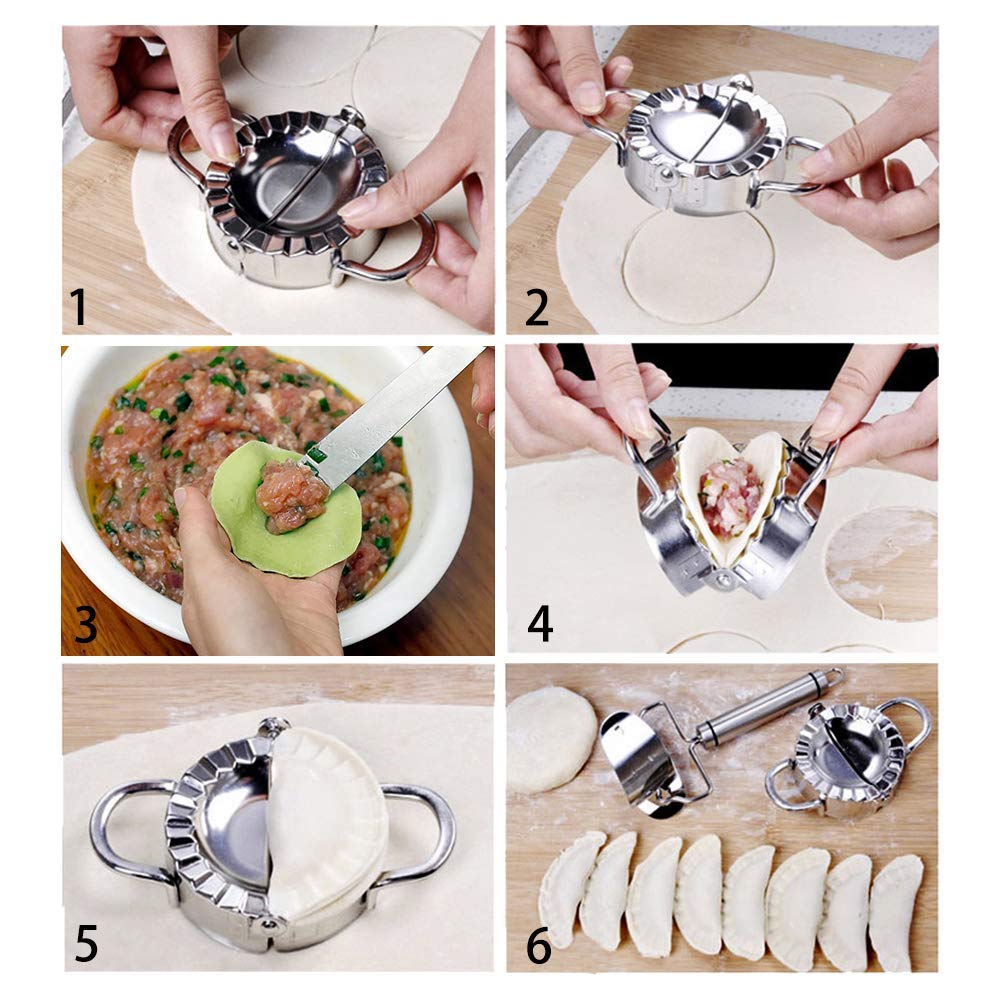 Wetest Stainless Steel Dumplings Maker, 1 Dumpling Skin Maker 2 Dumpling Molds