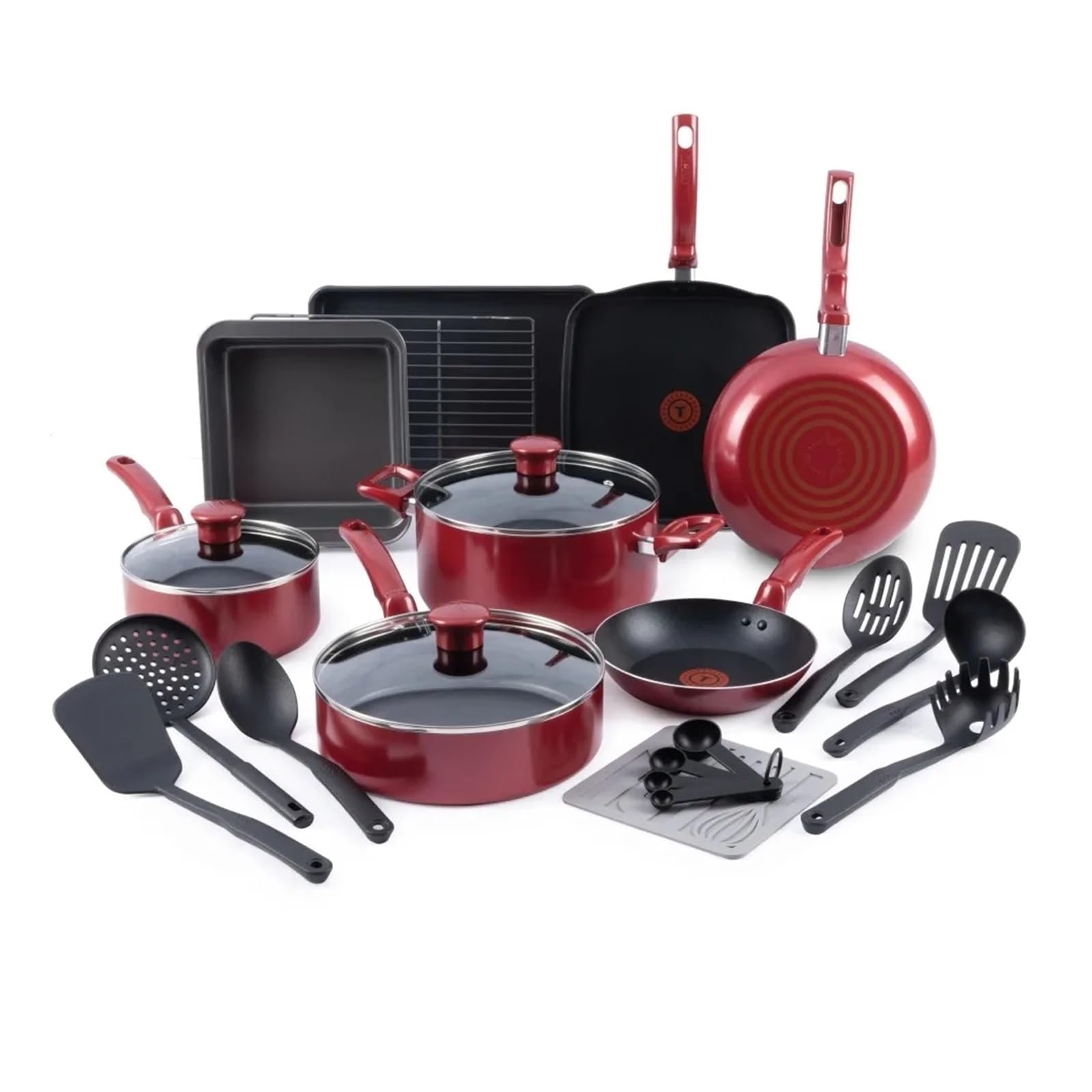 21Piece Nonstick Cookware Set, Black kitchen cookware set pots and pans
