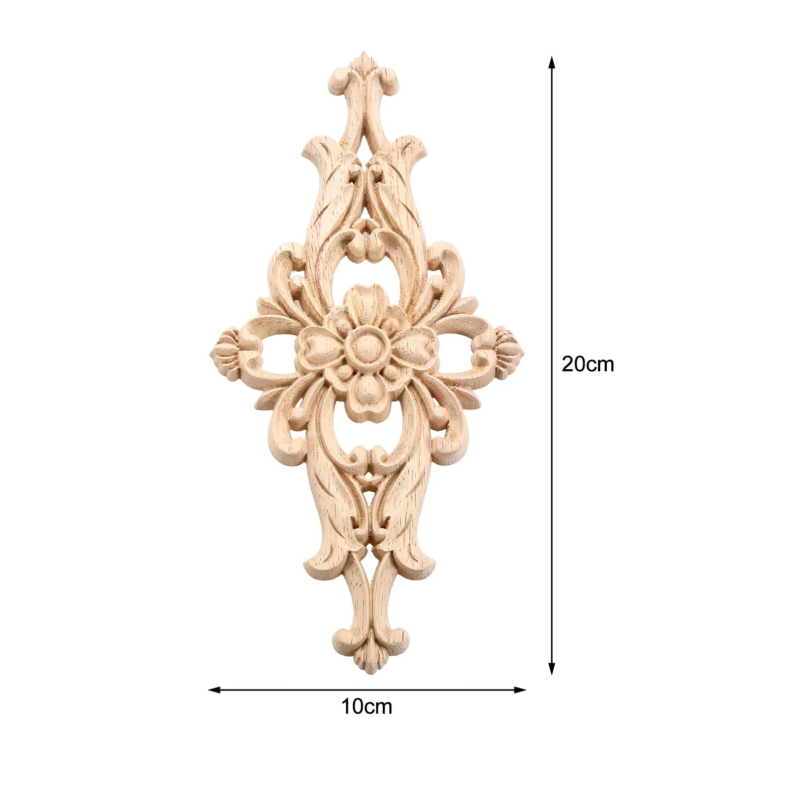 MUXSAM Wood-Carved Furniture Appliques Onlays  2-Pack Unpainted Center Carving Decal for Door Wall Ceiling Cabinet Dresser Decoration (20x10cm/8 x4)