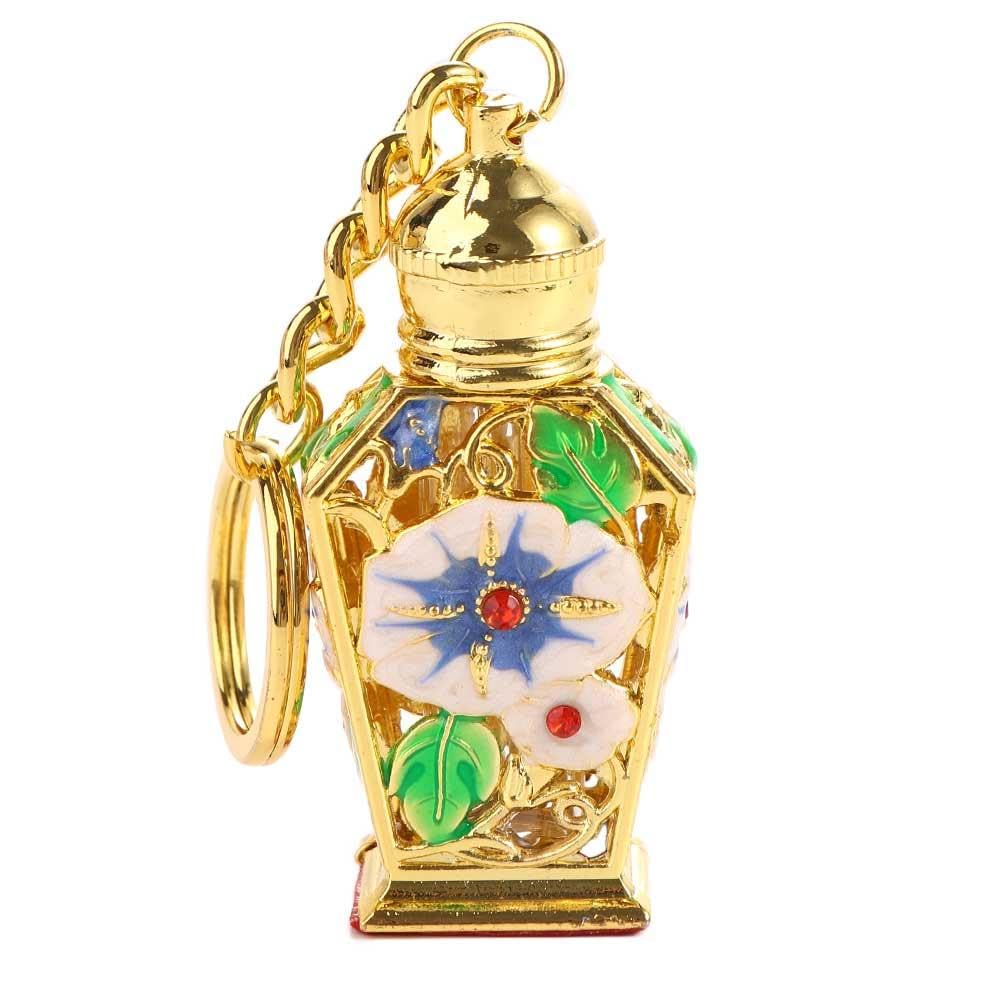 Vctitil 1pcs Arabic Style Perfume Bottles Metal Glass Essential Oil Drip Bottle Pendant Key Chain Refillable Bottle Empty Cosmet