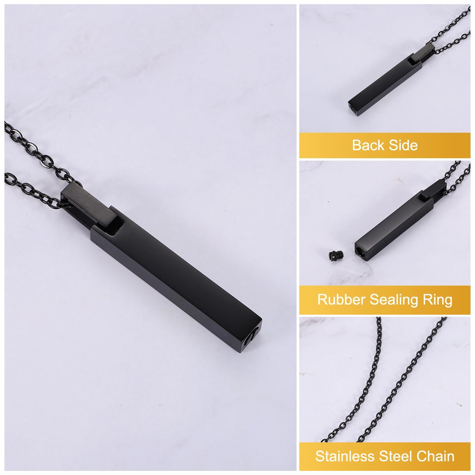 uxcell Cube Cremation Necklace for Ashes, Urn Ash Memorial Cremation Necklaces Waterproof Keepsake Pendant with Funnel Kit for A