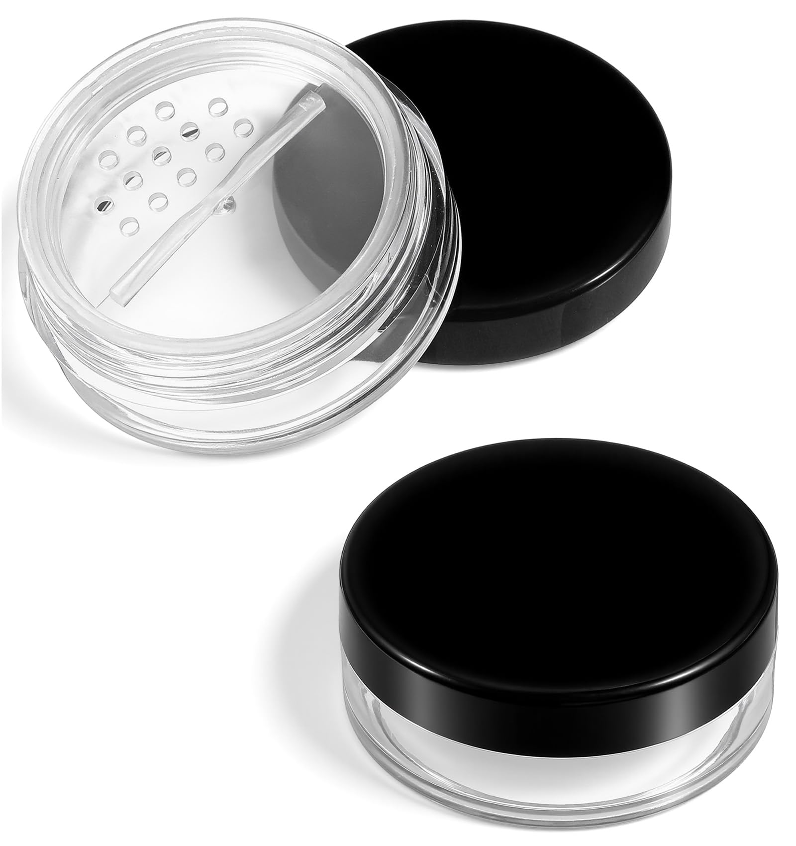2 Pcs Loose Powder Container, Empty Travel Loose Powder Case with Sifter,