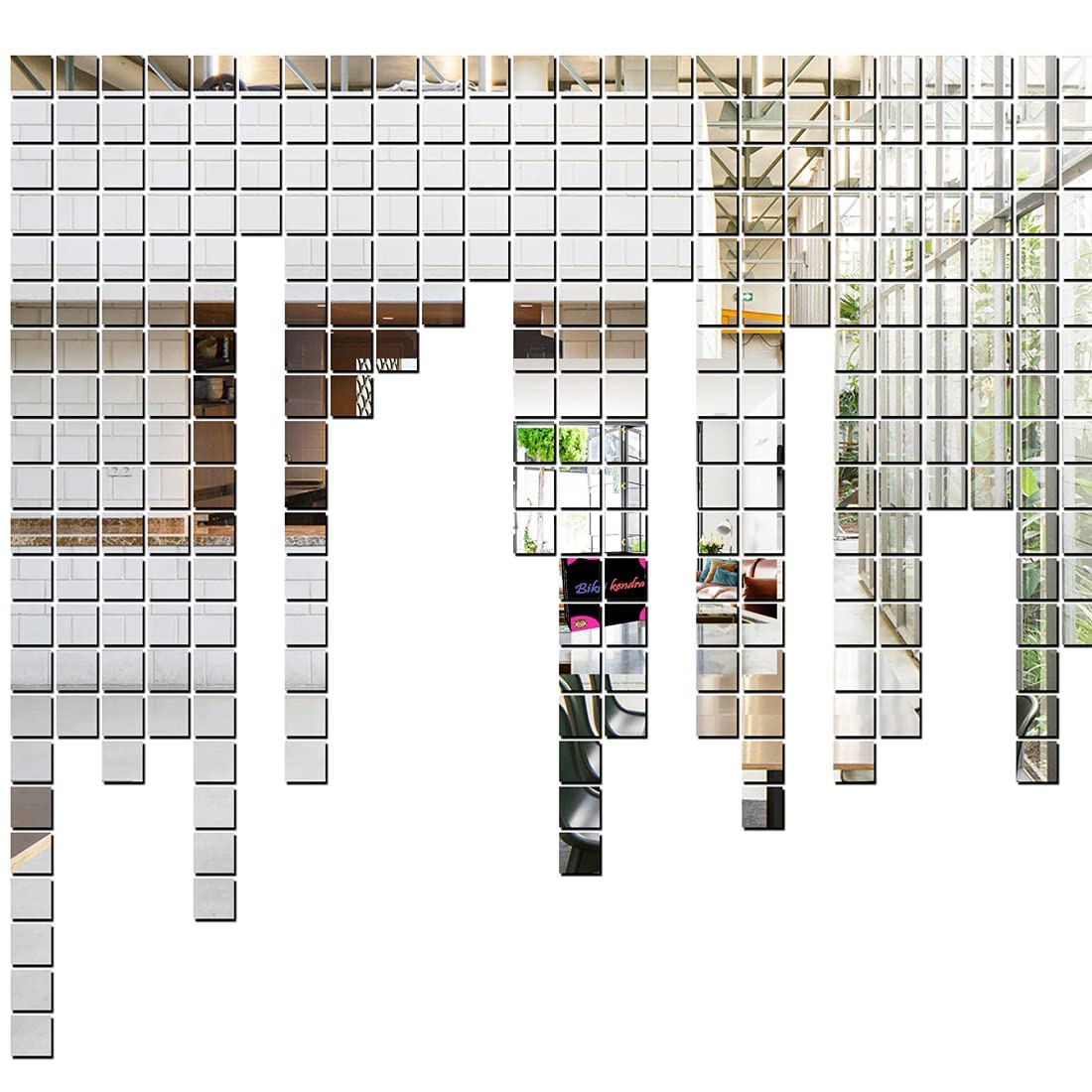 Meraki Mart Wall Stickers Square Non Glass 3D Acrylic Mirror Self Adhesive DIY Snake Tiles Wall Design Decor Art for Home, Bedro