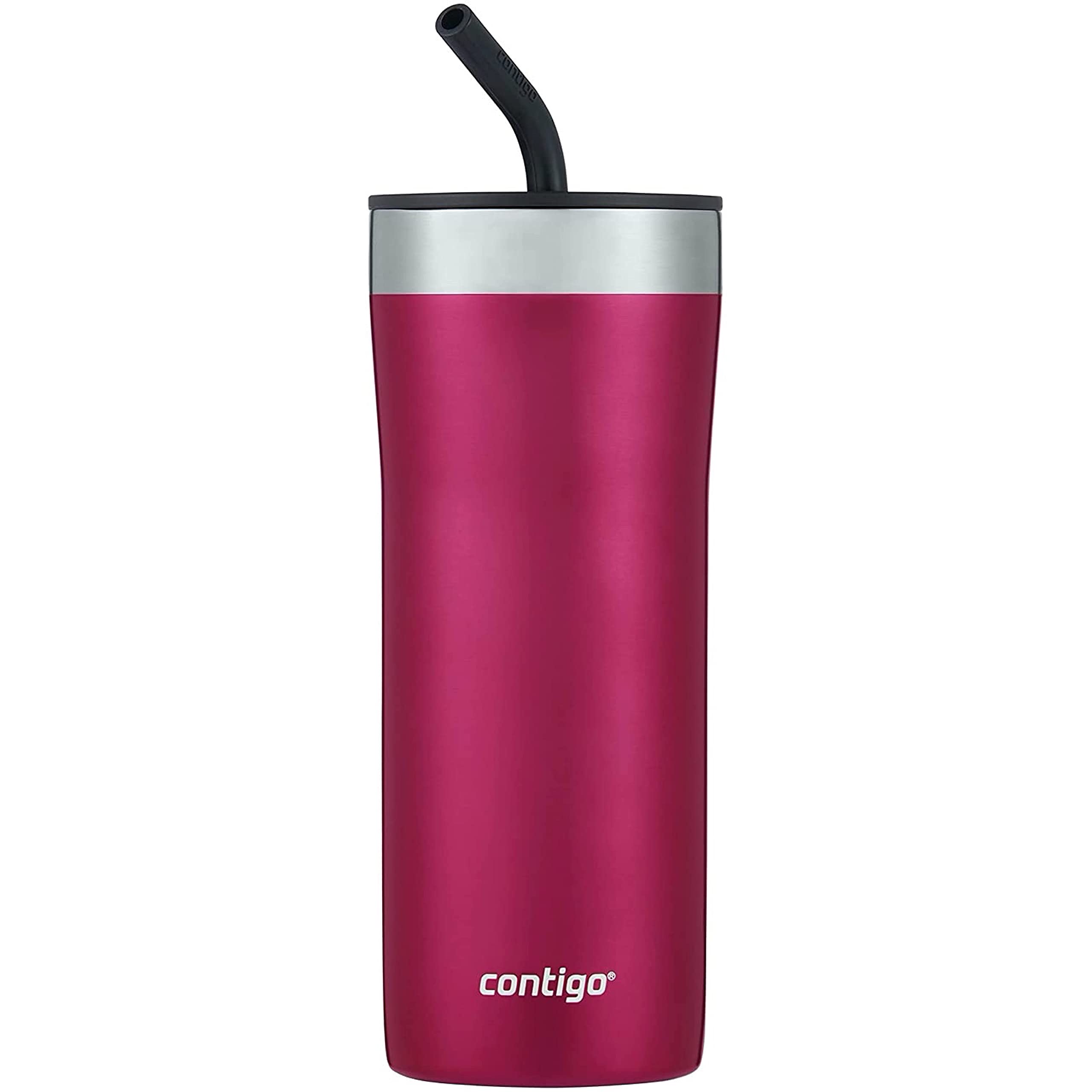 Contigo Streeterville Stainless Steel Tumbler With Straw, Dragon Fruit, 24Oz.